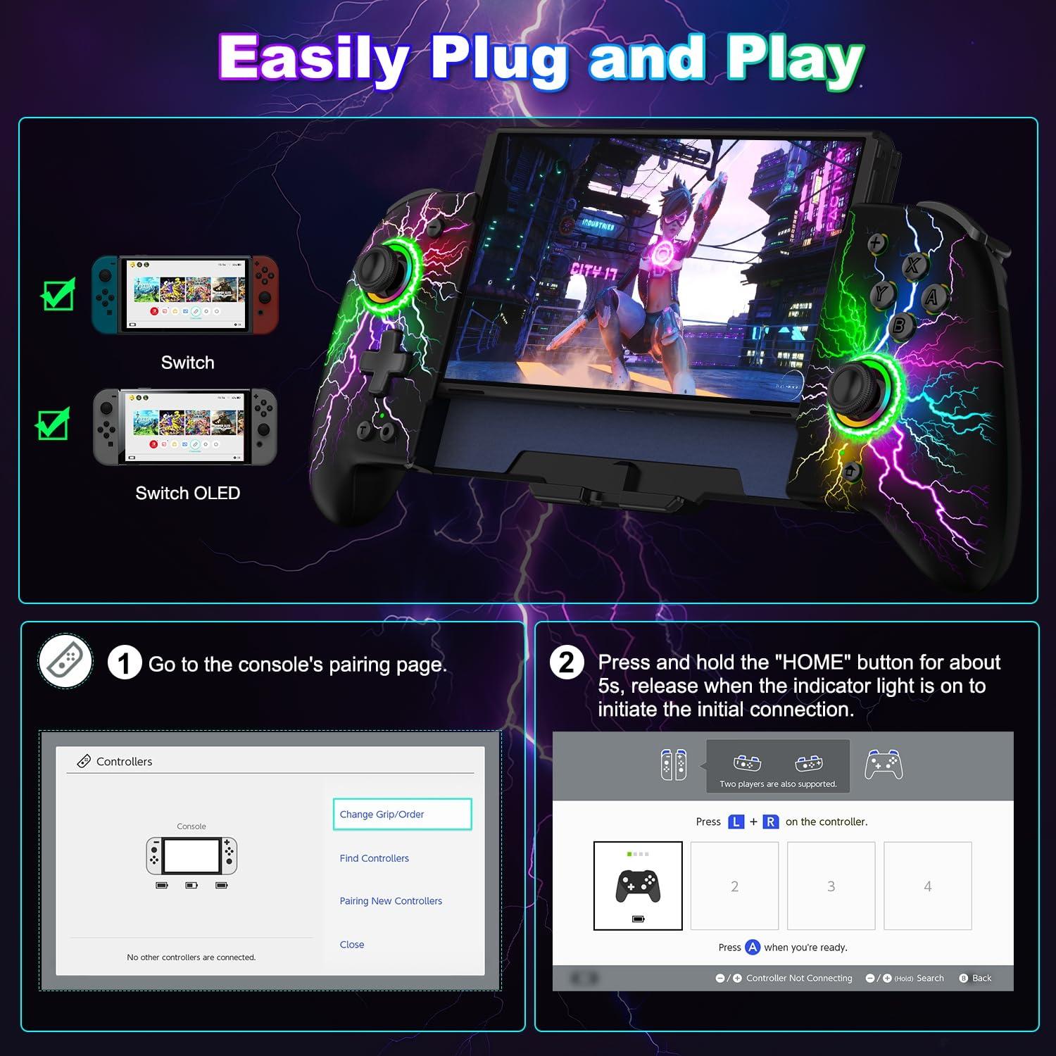 Controlador Nintendo Switch Joypad NinABXY Efecto Hall Ergonómico