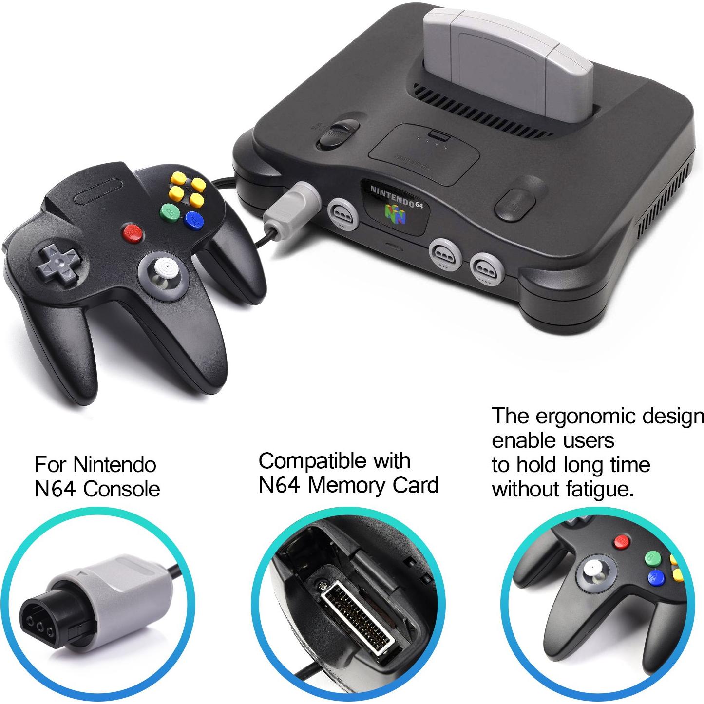 Controlador N64 iNNEXT con Cable 2 Piezas 1.83m Negro