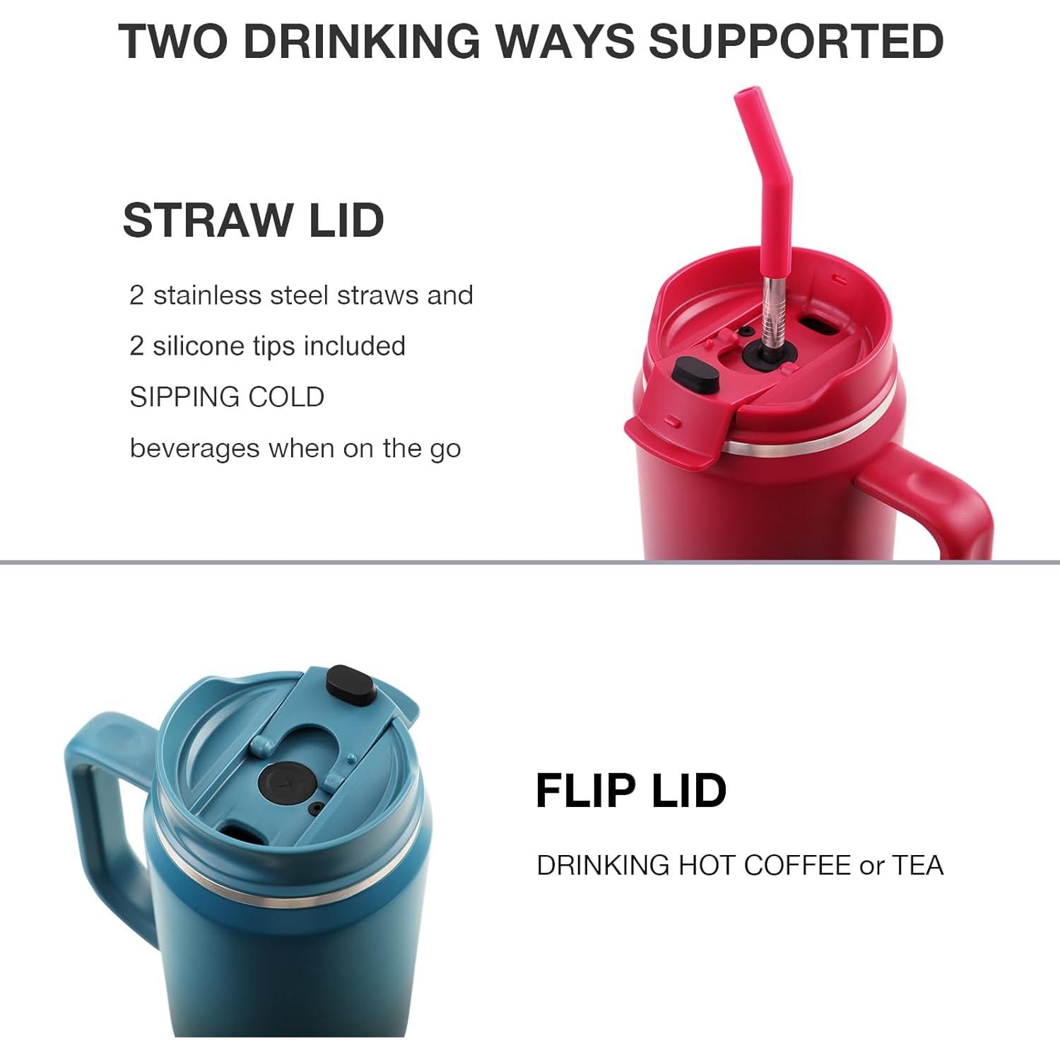 Botella de Agua Aislada EALGRO 1.18 L con Pajilla y Asa