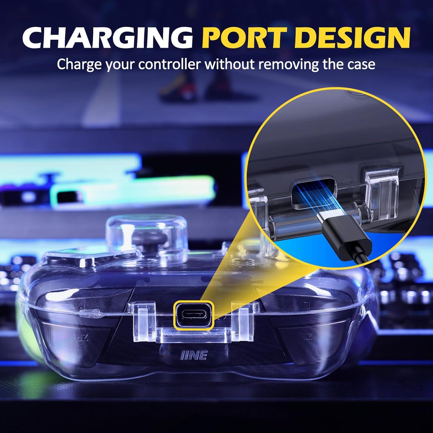 Funda Protectora IINE para Controlador Pro de Switch Transparente