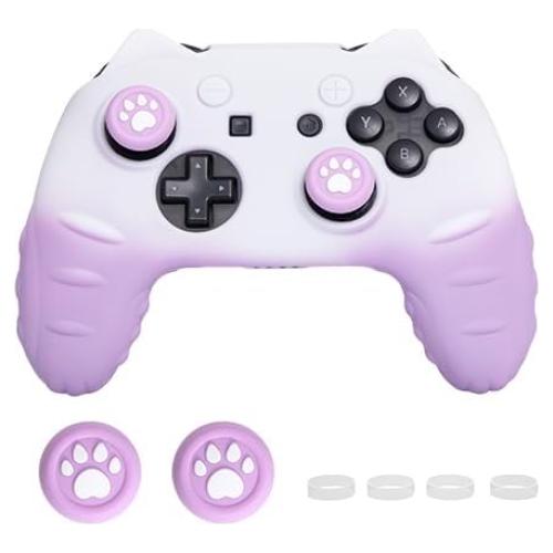 Funda Silicona Pro Controlador Switch NANANINO Morado Blanco