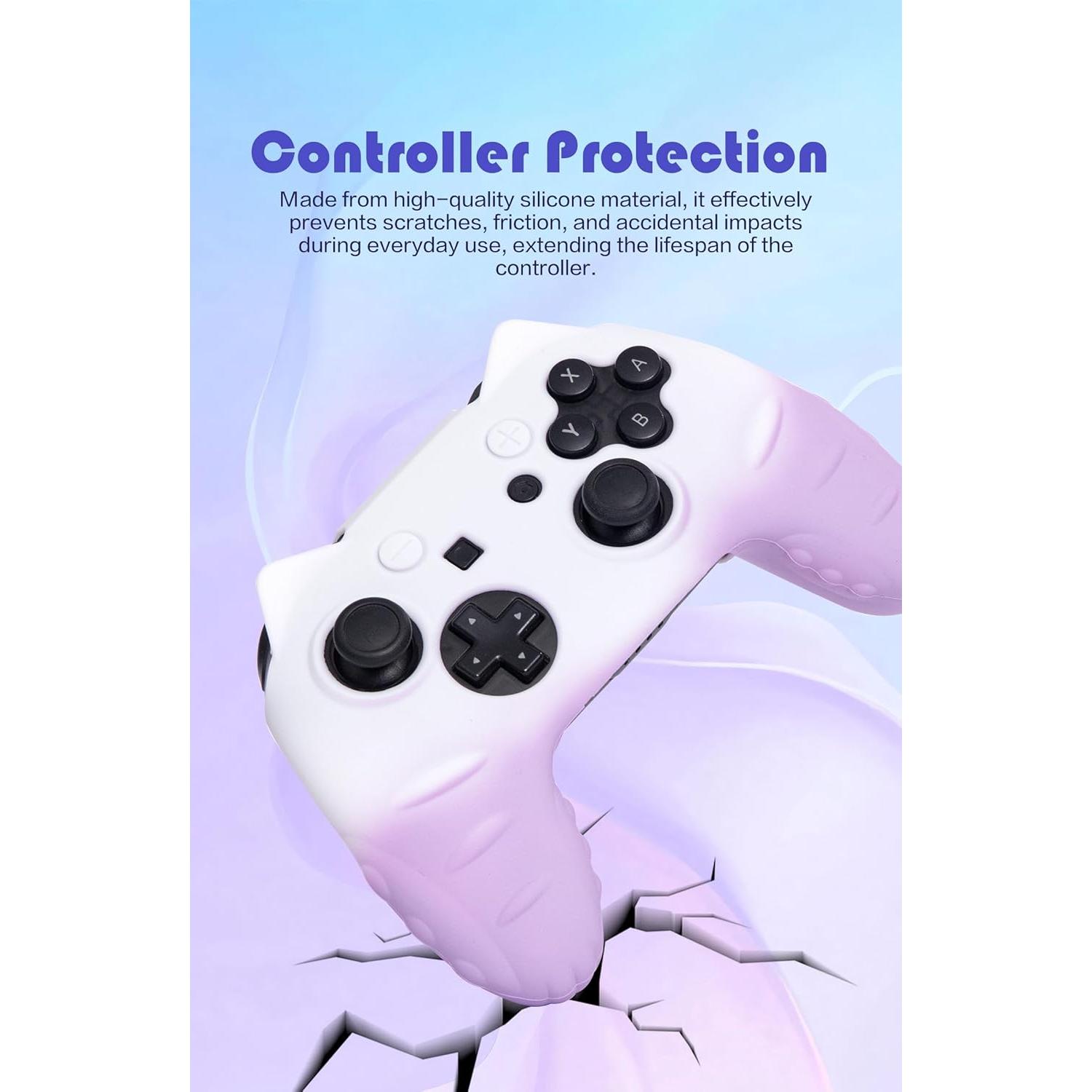 Funda Silicona Pro Controlador Switch NANANINO Morado Blanco