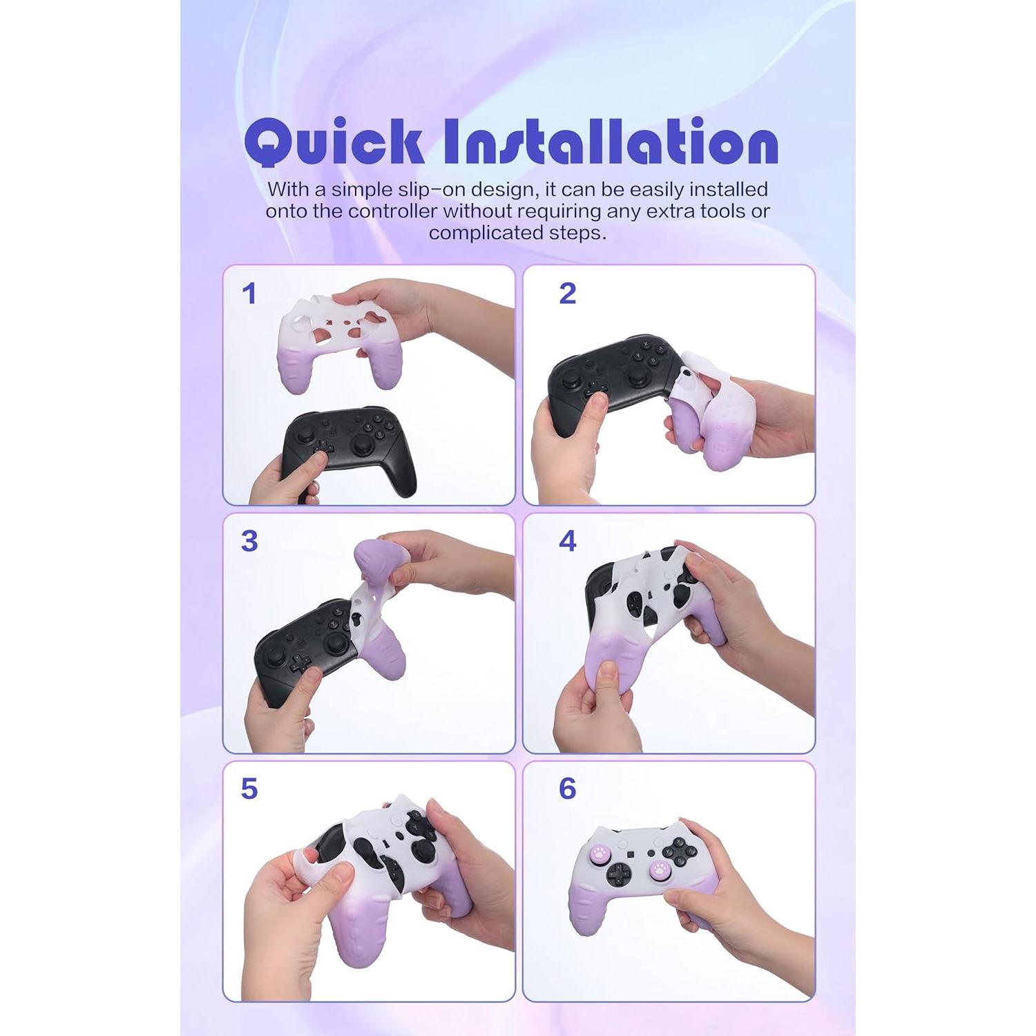 Funda Silicona Pro Controlador Switch NANANINO Morado Blanco