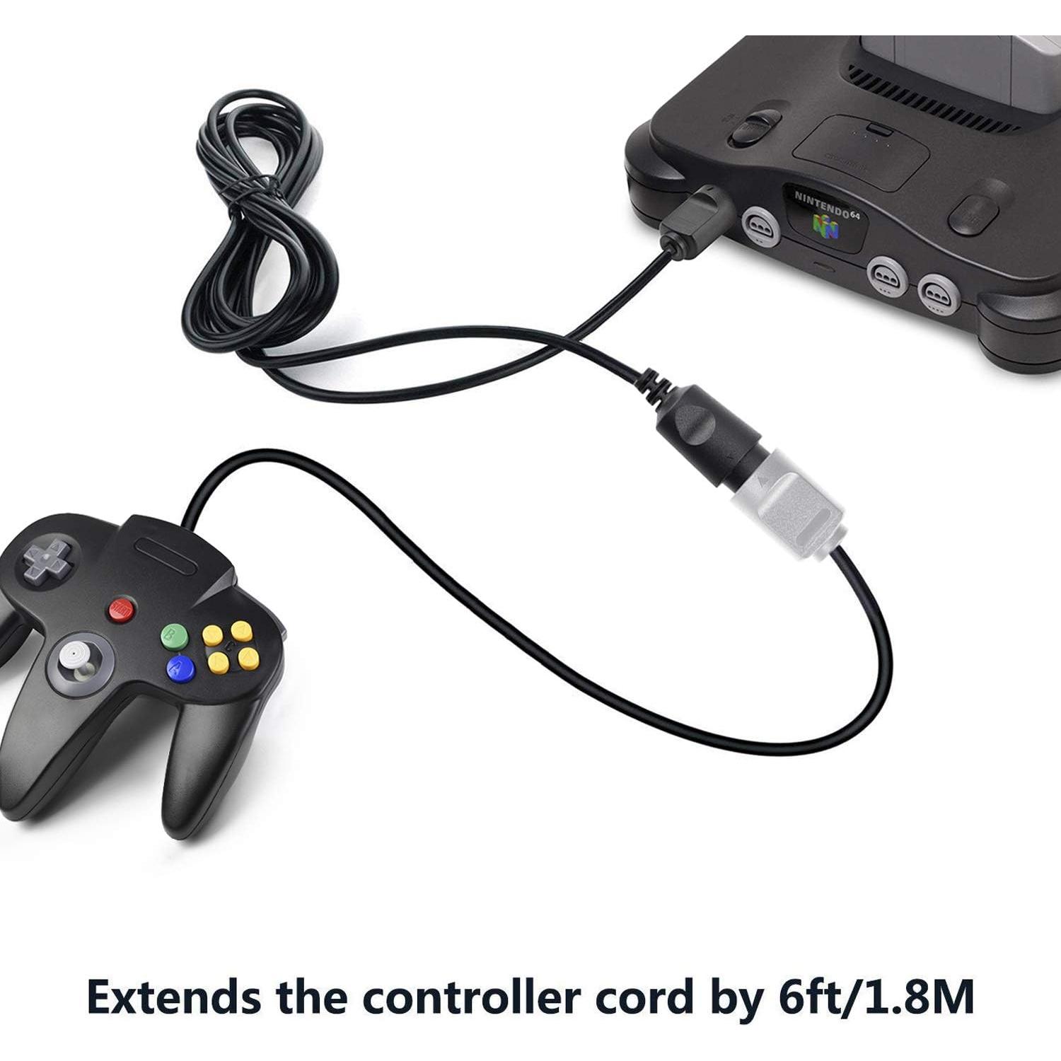 2-Pack Wired Classic 64 Controller Bundle with 2 Extension Cords [1.8m/6ft ] Compatible with N64 Video Game Console (Black and Yellow)