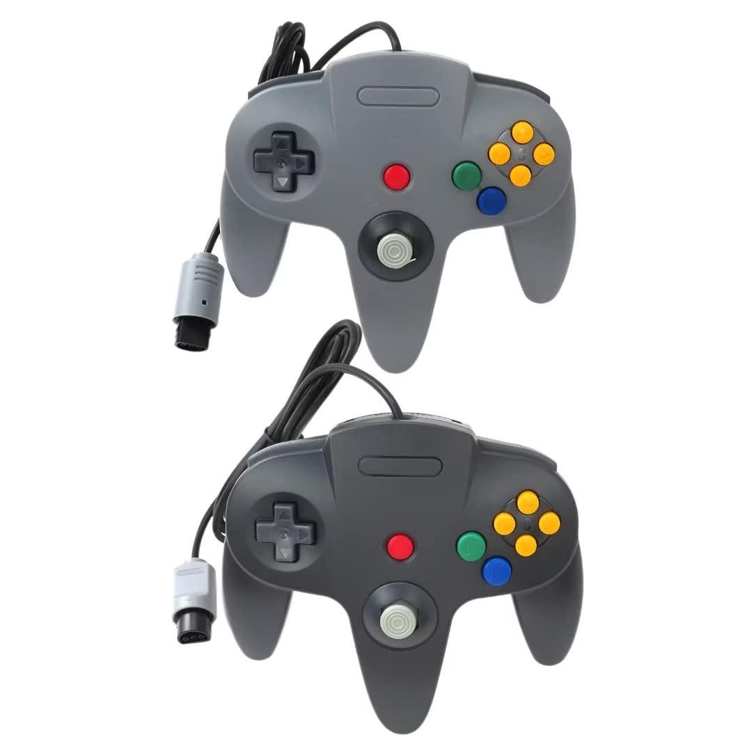 2 Pack Wired Controller Joystick Video Game Console Classic For Nintendo 64 N64-Plug & Play (Non PC USB Version) (Gray/Black)