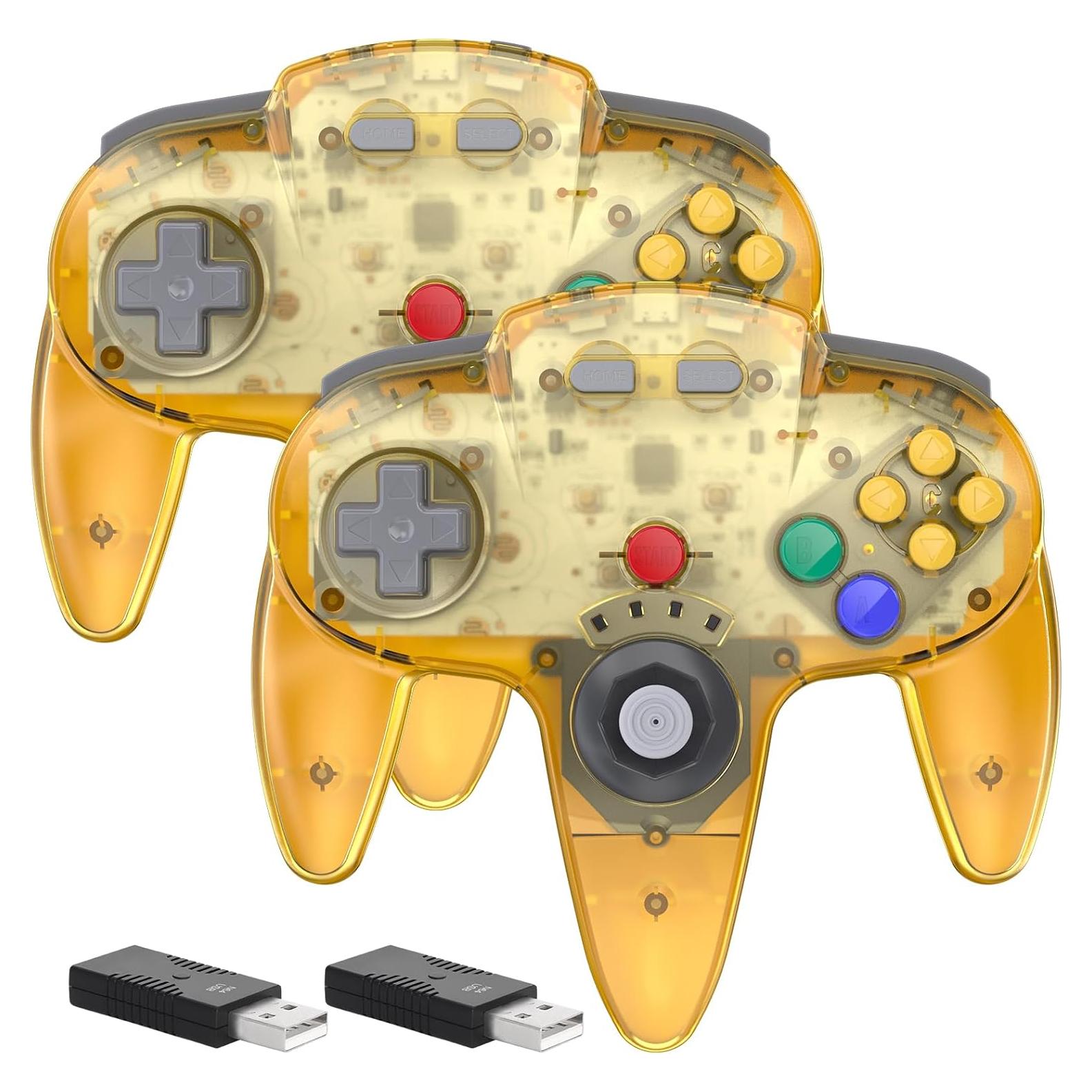 Controladores Inalámbricos N64 SAFFUN Amarillo Claro - 2 Pcs