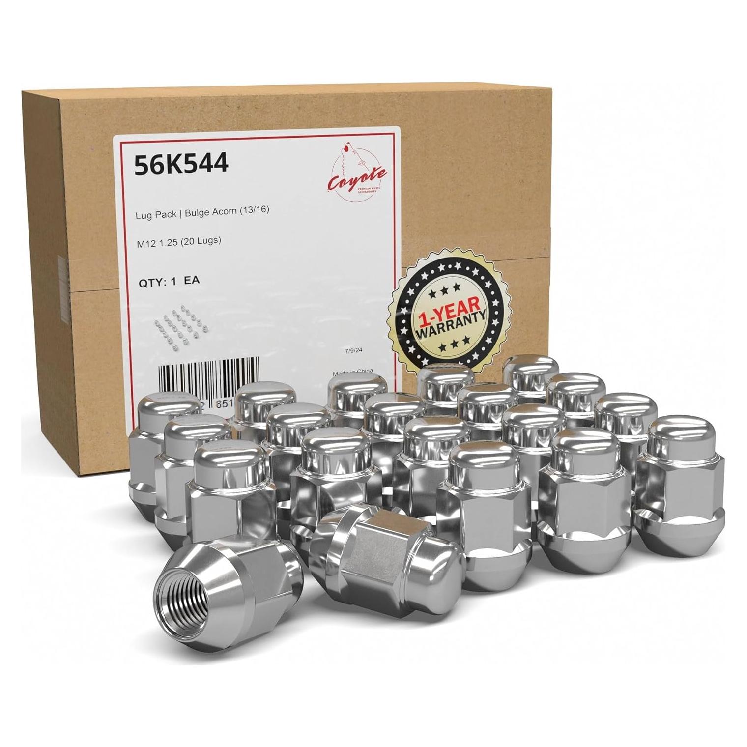 Tuercas de Rueda 20 Pcs M12x1.25 Cromo Bulge Acorn 35mm