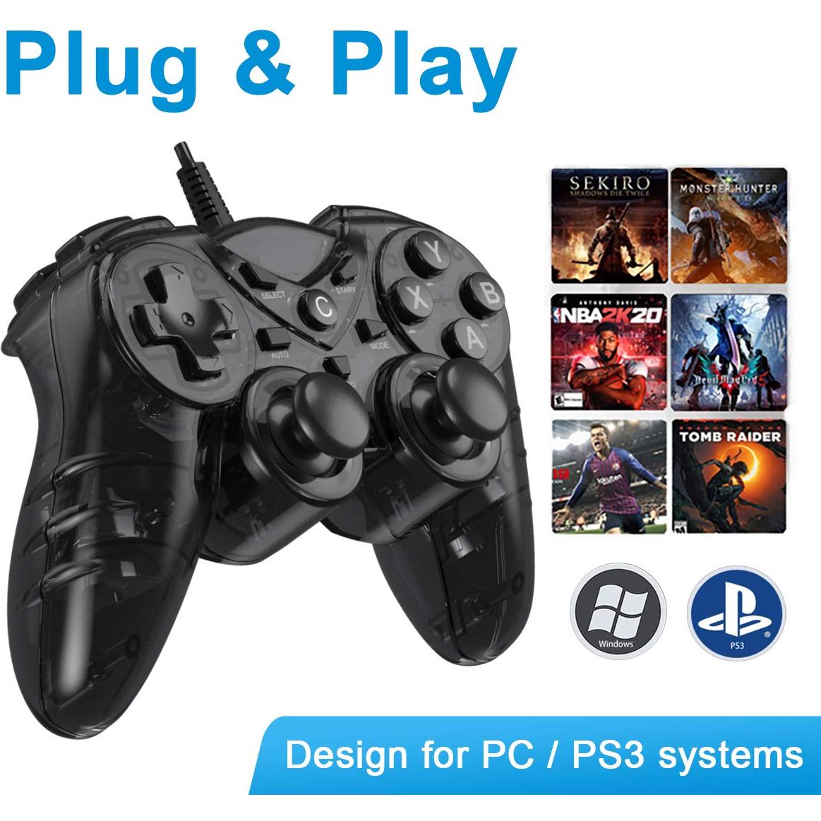 Controlador USB con Cable NBCP para PC y PS3 - Joystick Ergonómico