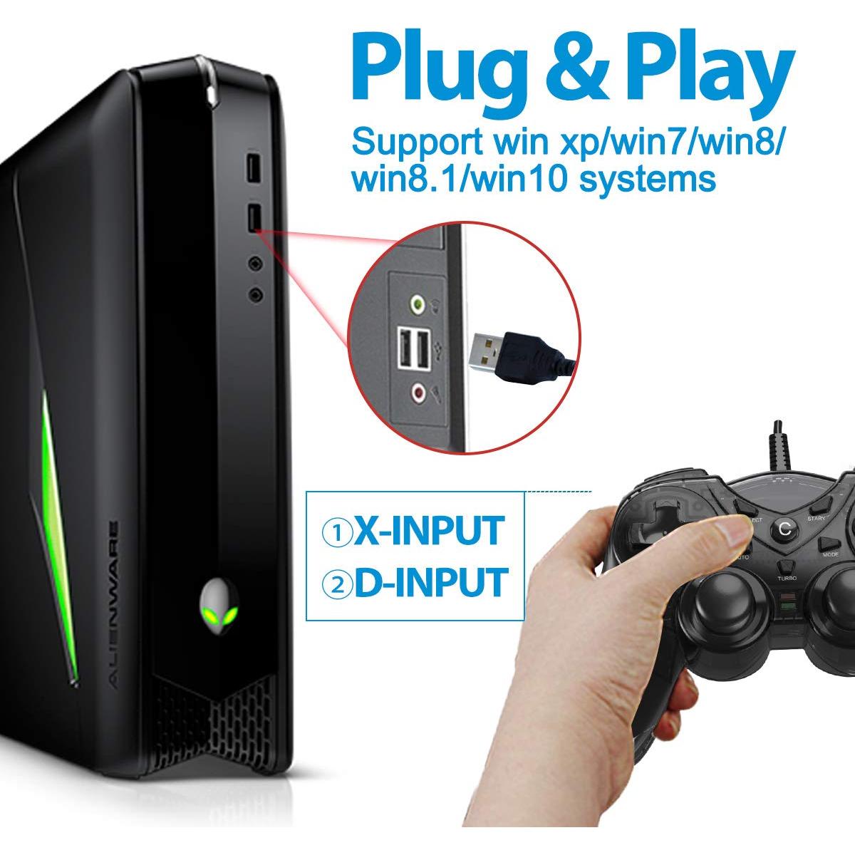 Controlador USB con Cable NBCP para PC y PS3 - Joystick Ergonómico