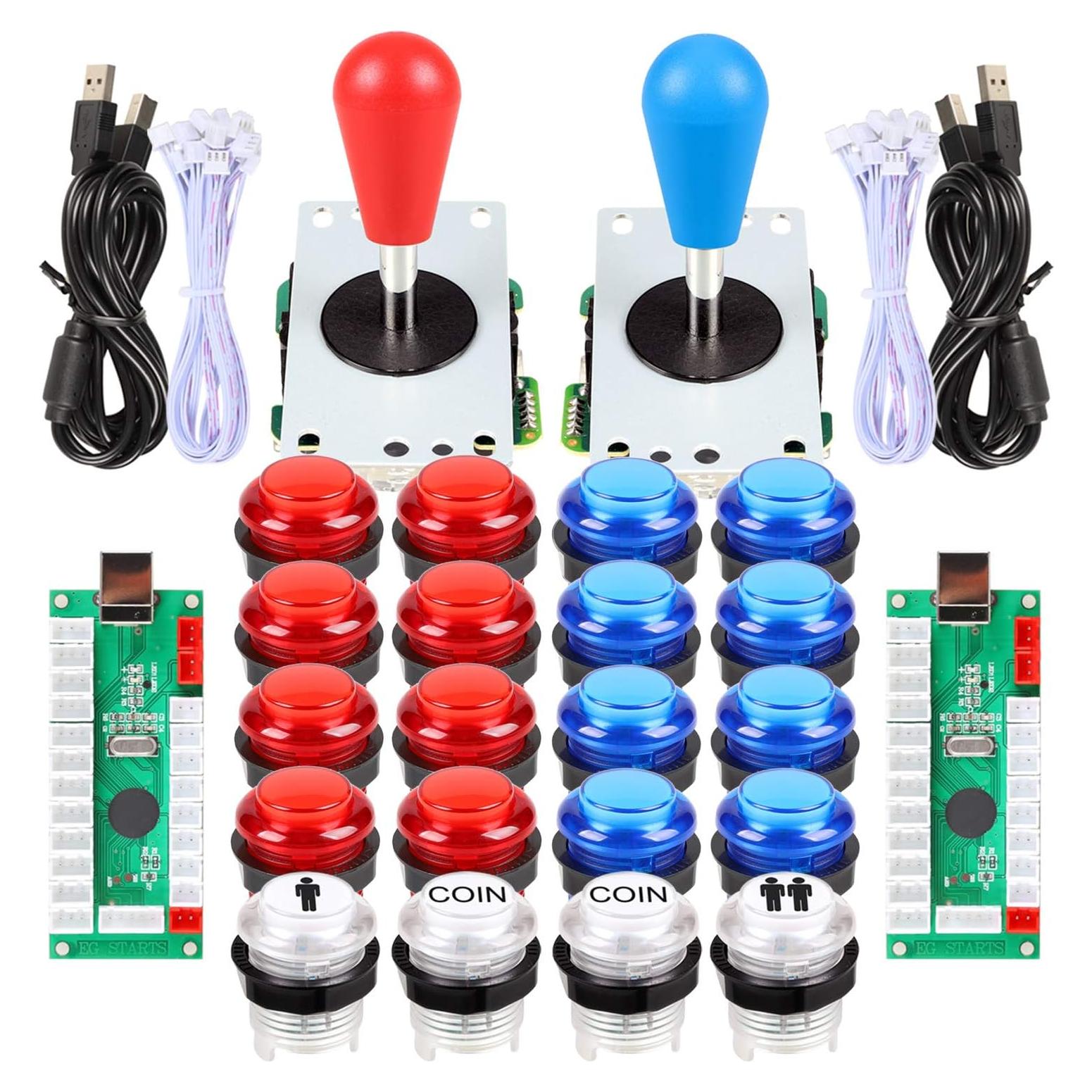 Kit Joystick LED Fosiya 2 Jugadores 8 Vías Rojo y Azul