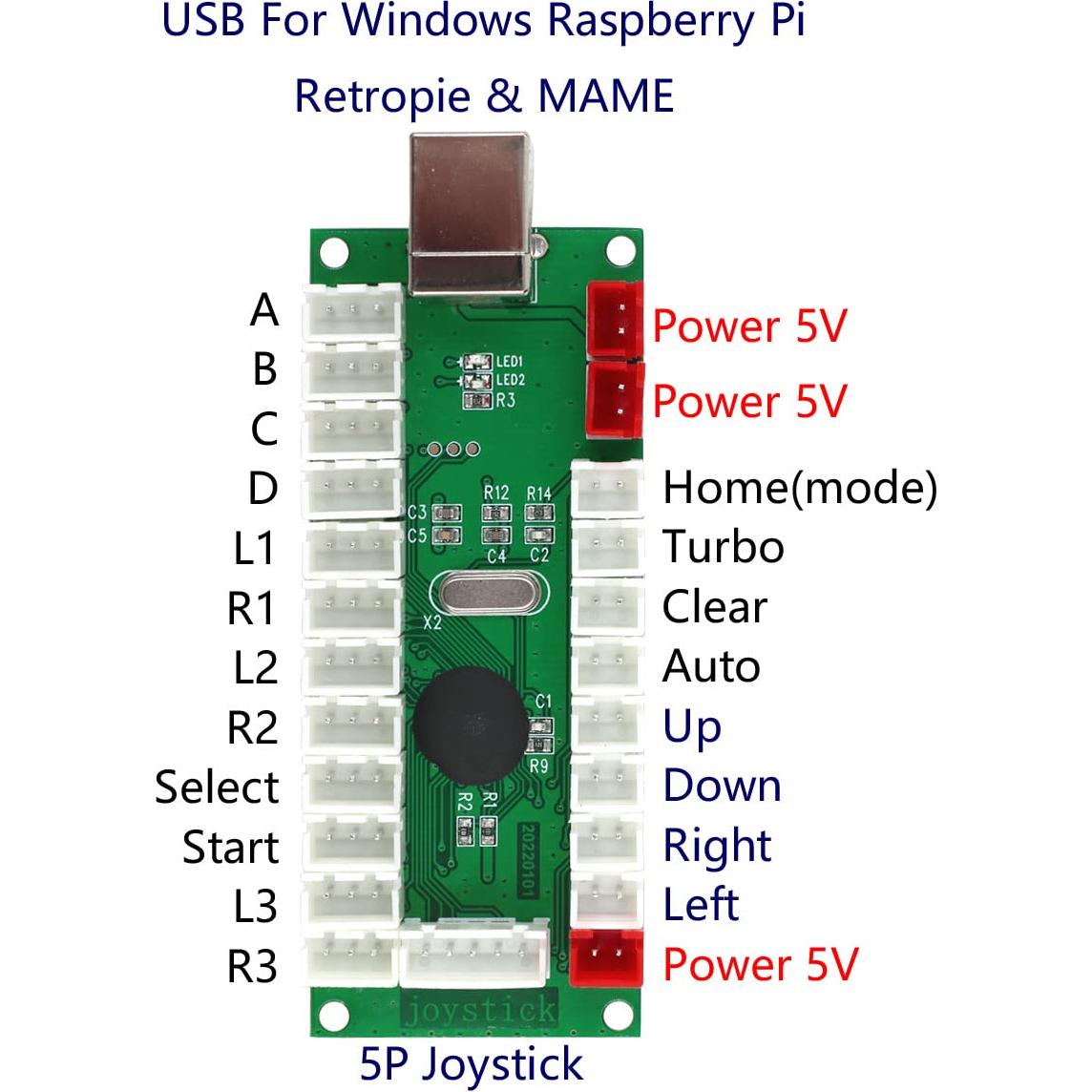 Kit Controlador Arcade SJ@JX 2 Jugadores USB LED 0.31kg