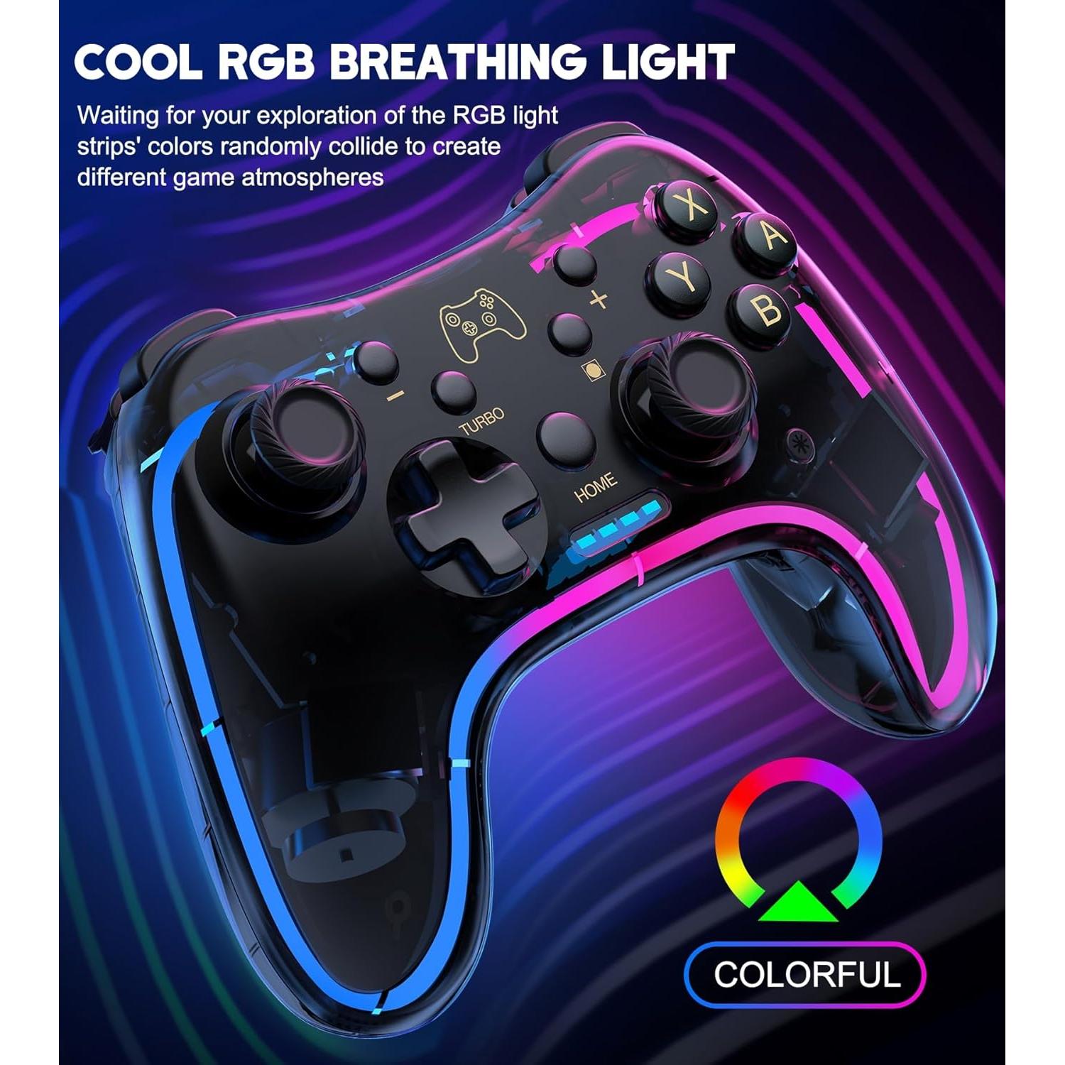 Controlador Pro Gammeefy para Switch con LED RGB y Turbo