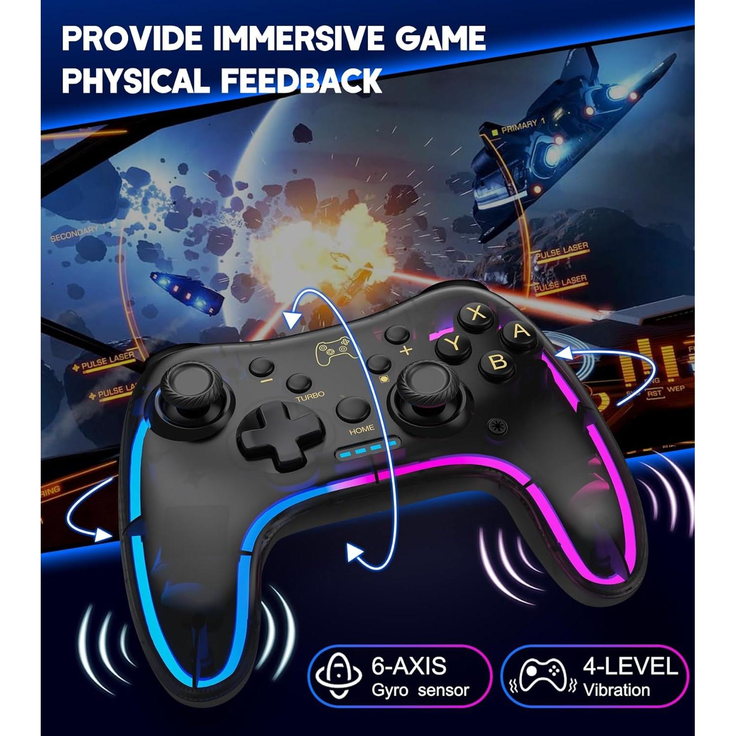 Controlador Pro Gammeefy para Switch con LED RGB y Turbo