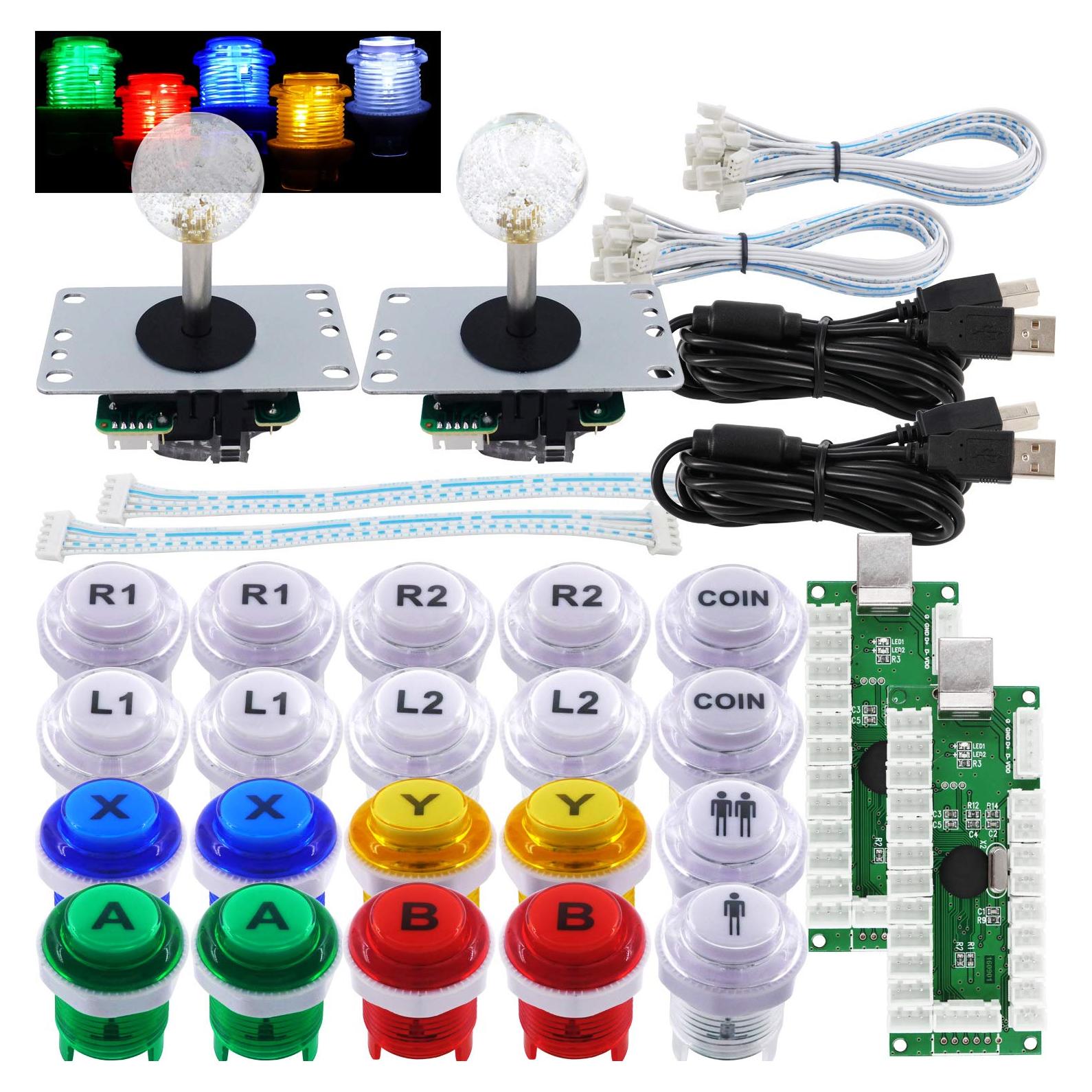 Controlador Arcade SJ@JX 2 Jugadores DIY Botones LED USB