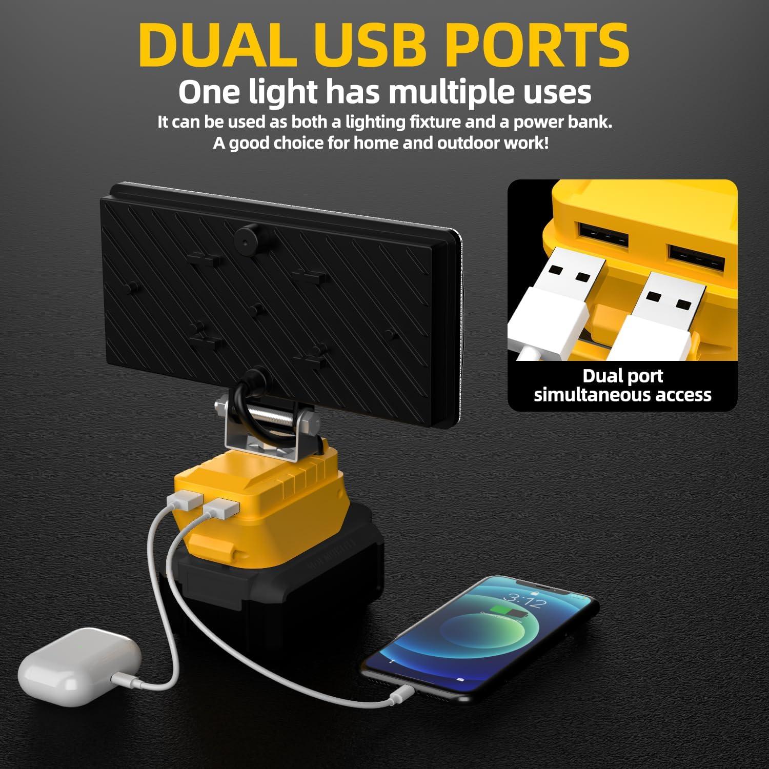 Luz de trabajo LED DEMIMA 20V 5400 lúmenes USB portátil