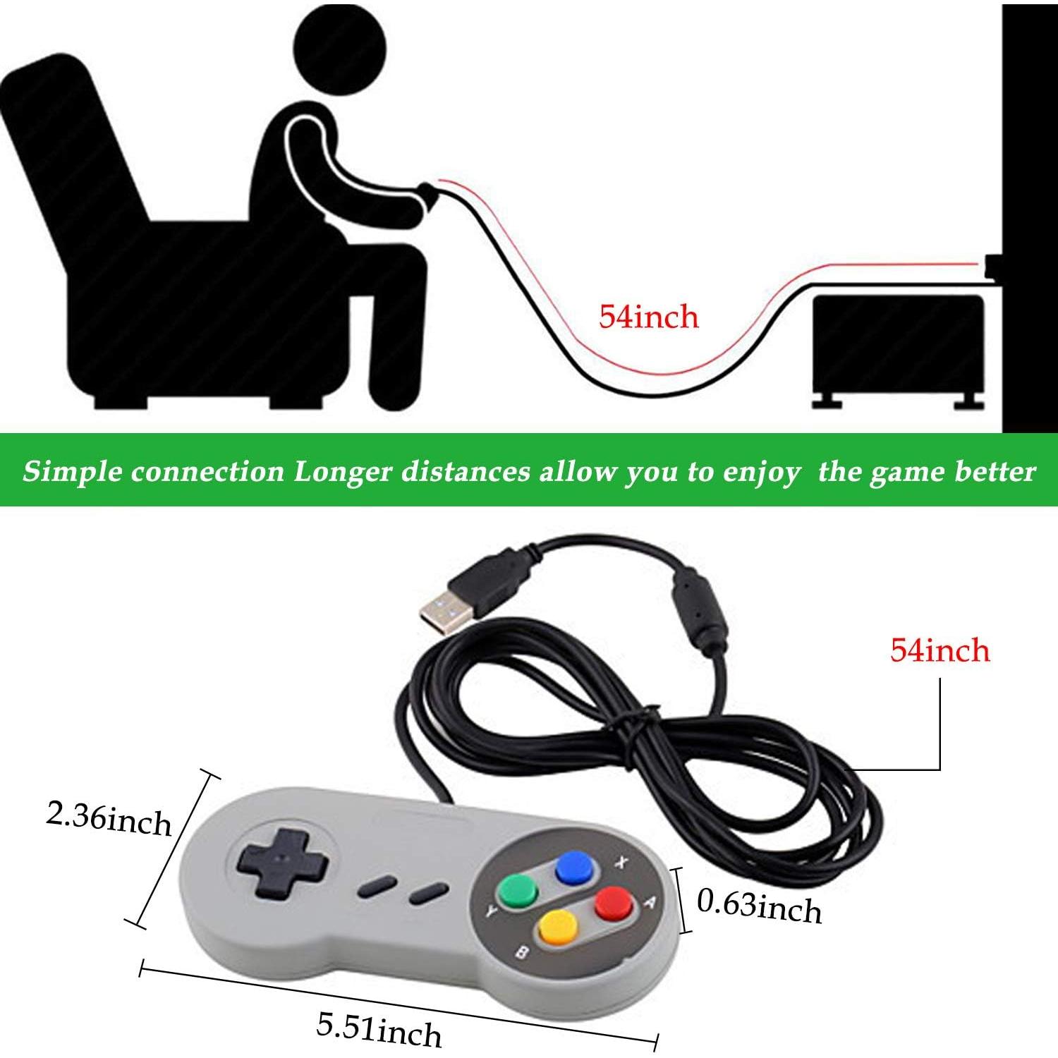 Paquete 2 Controladores USB Retro TOOPONE para PC y Mac