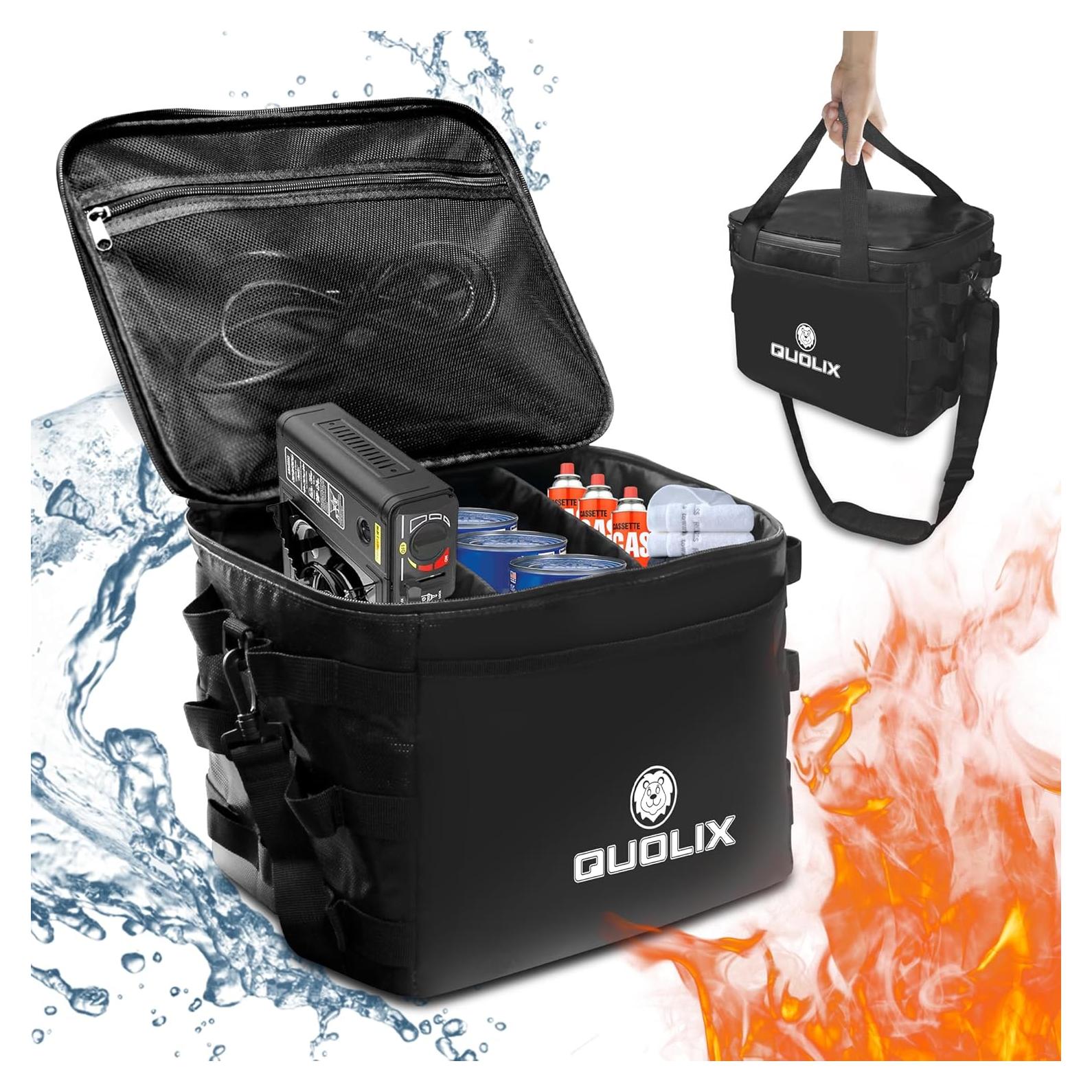 Fireproof Camping Stove Storage Bag - 2500°F Heat Resistant & IPX4 Waterproof Portable Carry Case, 13.7x11x9.8 Inch Durable Camping Organizer for Outdoor Backpacking, Hiking Cookware, and Picnic