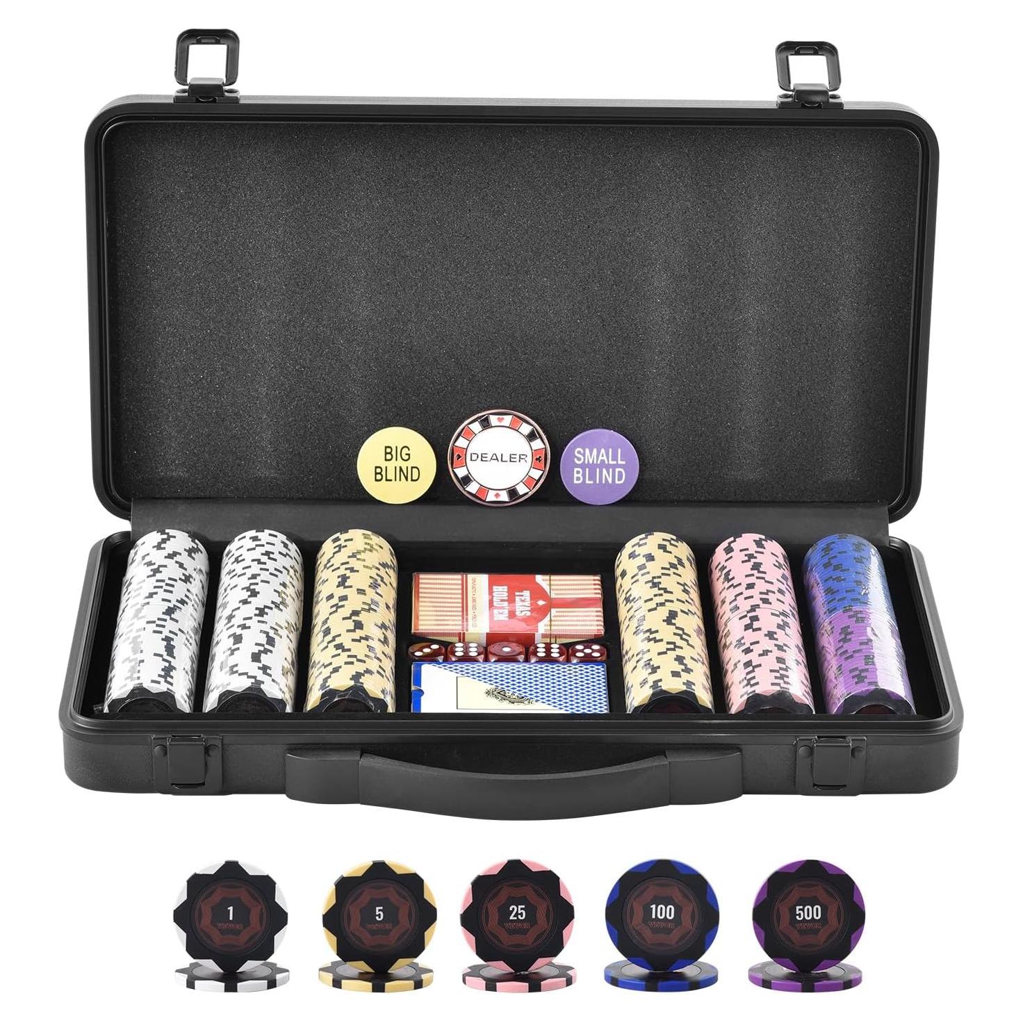 Juego de Póker VEVOR 300 Fichas 14g con Estuche