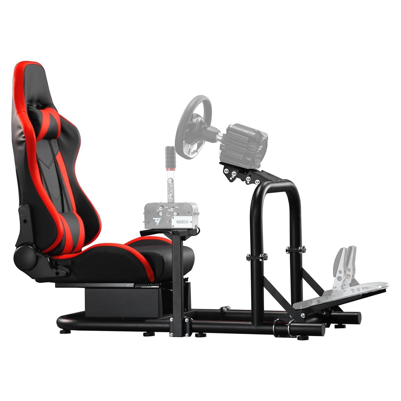 Cockpit de Simulador Marada con Asiento Rojo Ajustable