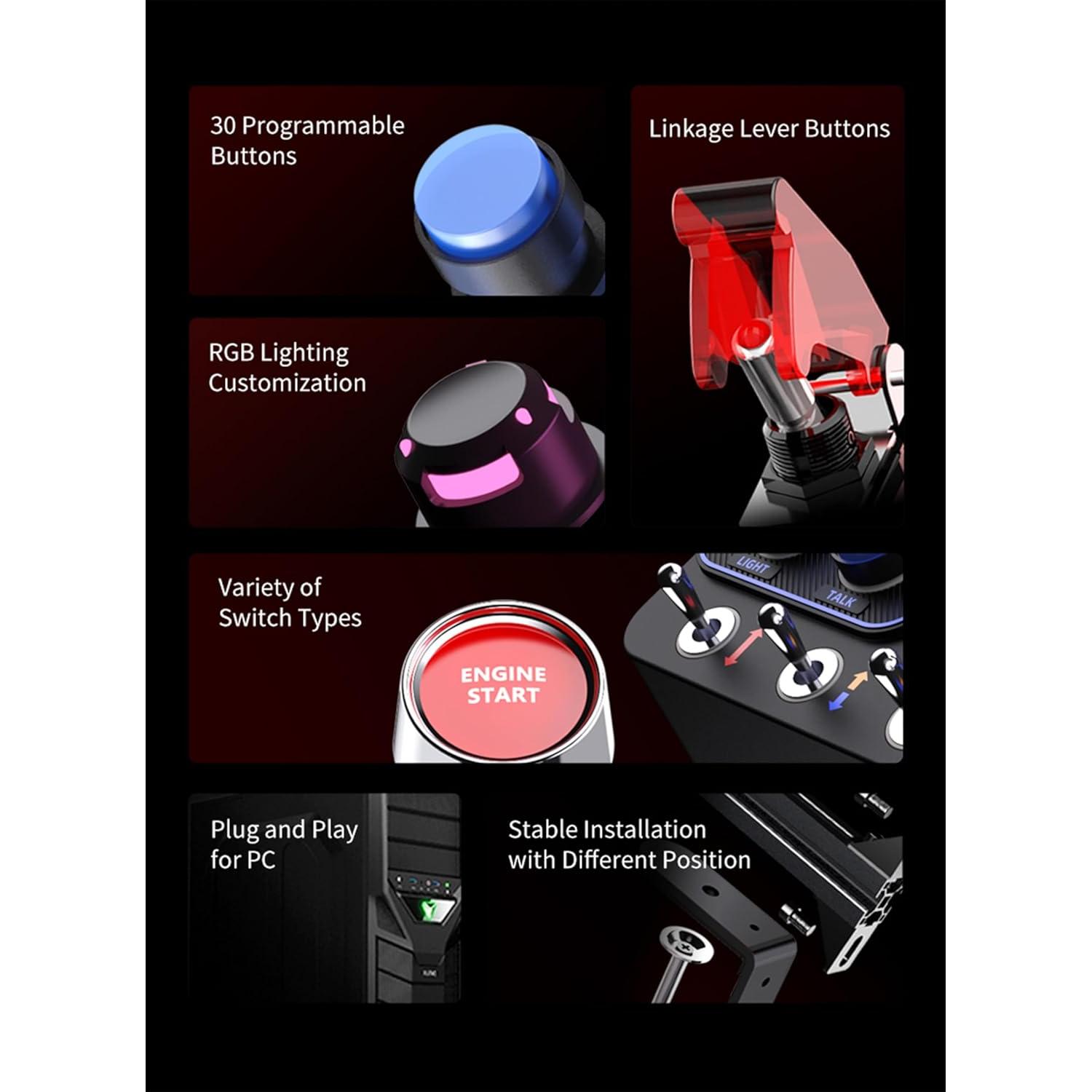 Caja de Botones de Carreras PXN CB1 30 Botones RGB PC