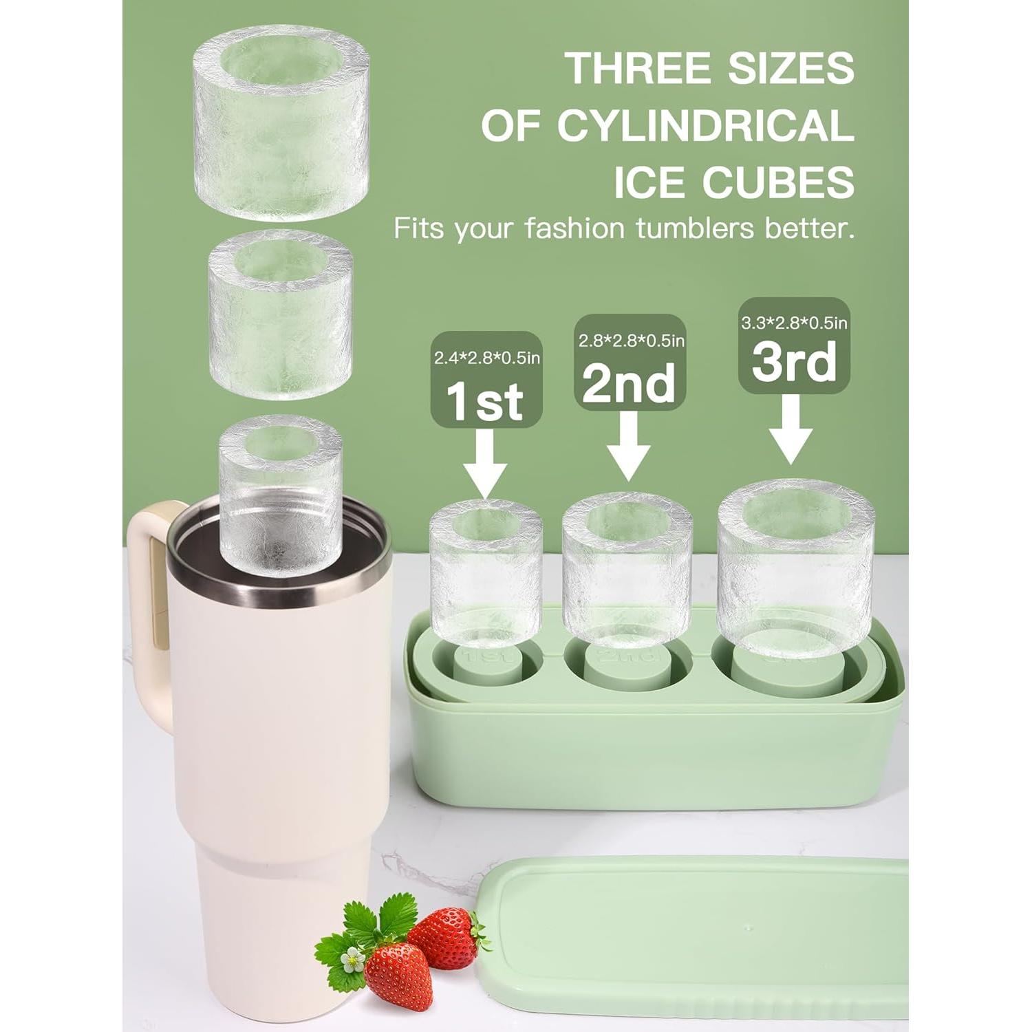 Bandeja de Hielo Cilíndrica Ukulork 40Oz Silicona Verde 3 Piezas