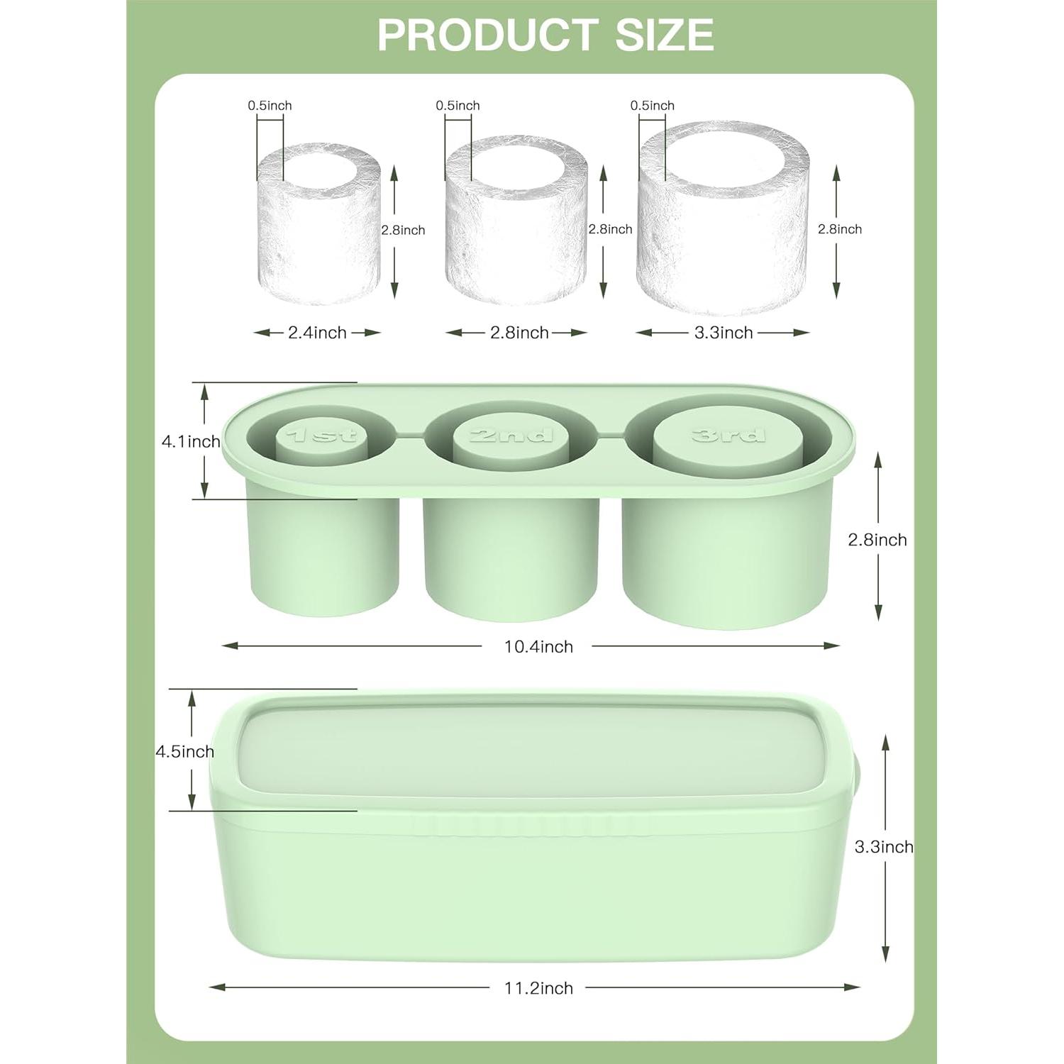 Bandeja de Hielo Cilíndrica Ukulork 40Oz Silicona Verde 3 Piezas