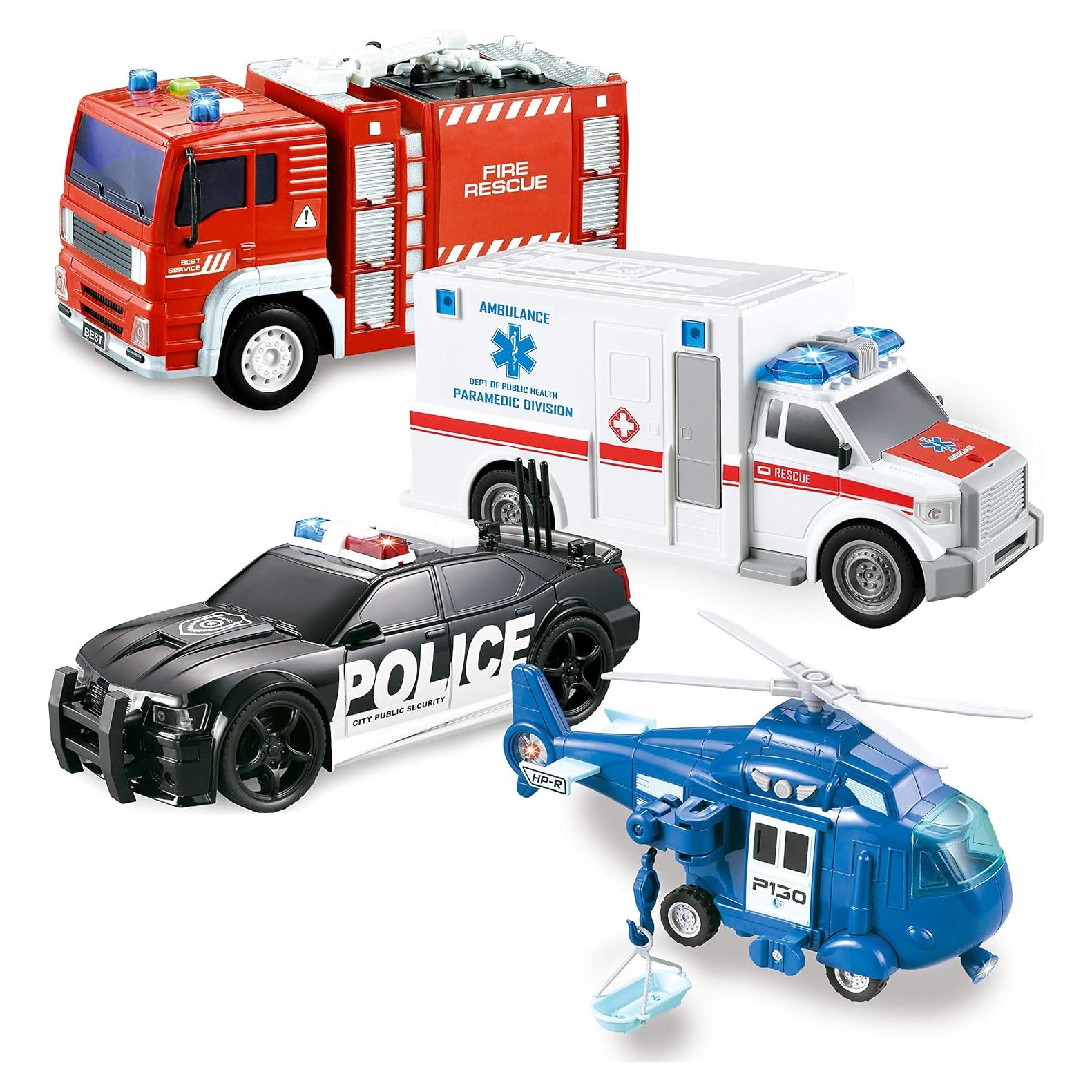 Juguetes de Vehículos de Emergencia Joyin 4 Piezas con Luz