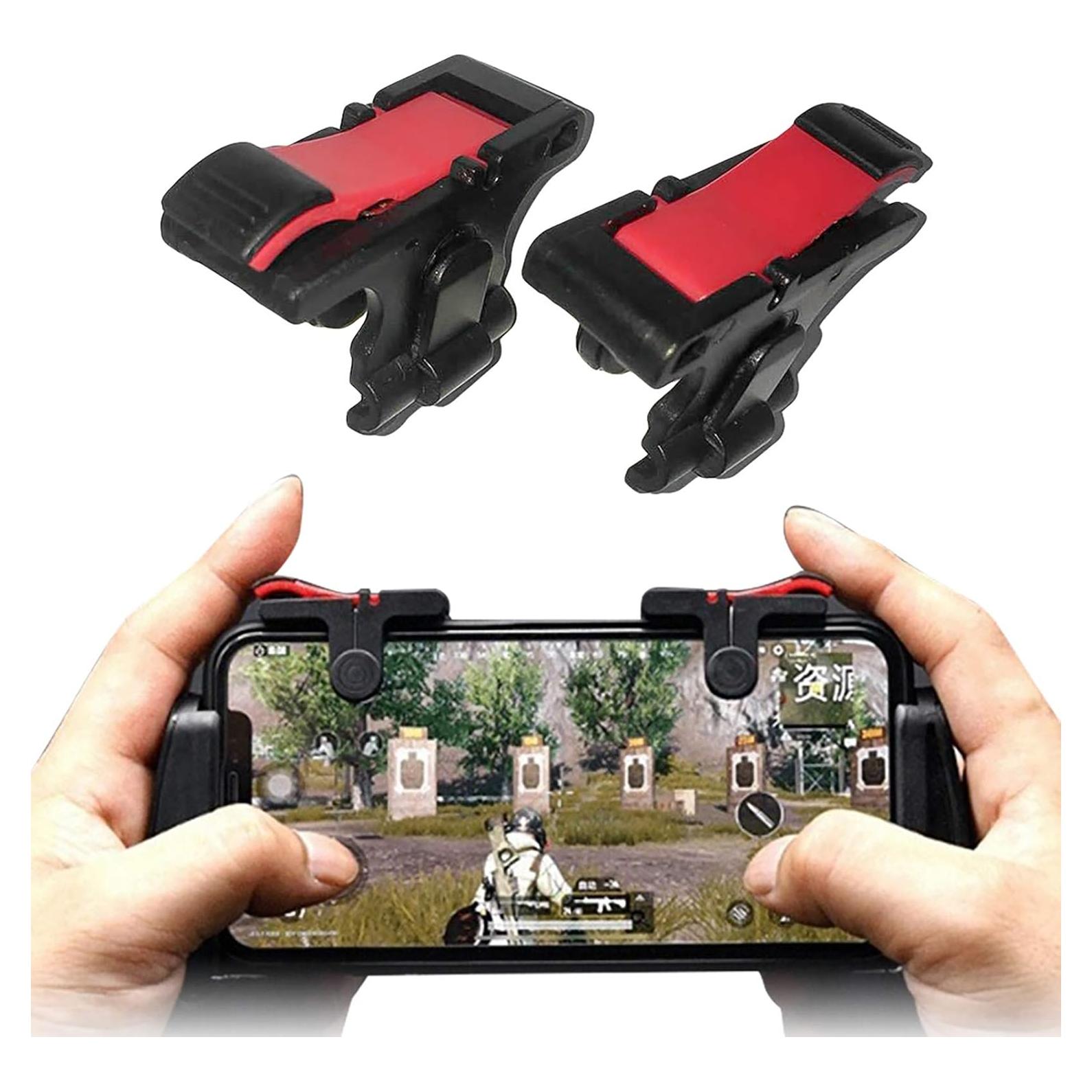1 Pair Mobile Game Controller Gamepad for PUBG Mobile/Fortnitee Mobile/Call of Duty Mobile, Mobile Game Trigger Joystick Gamepads for iPhone/Android, Sensitive Shoot and Aim L1R1 Triggers Black