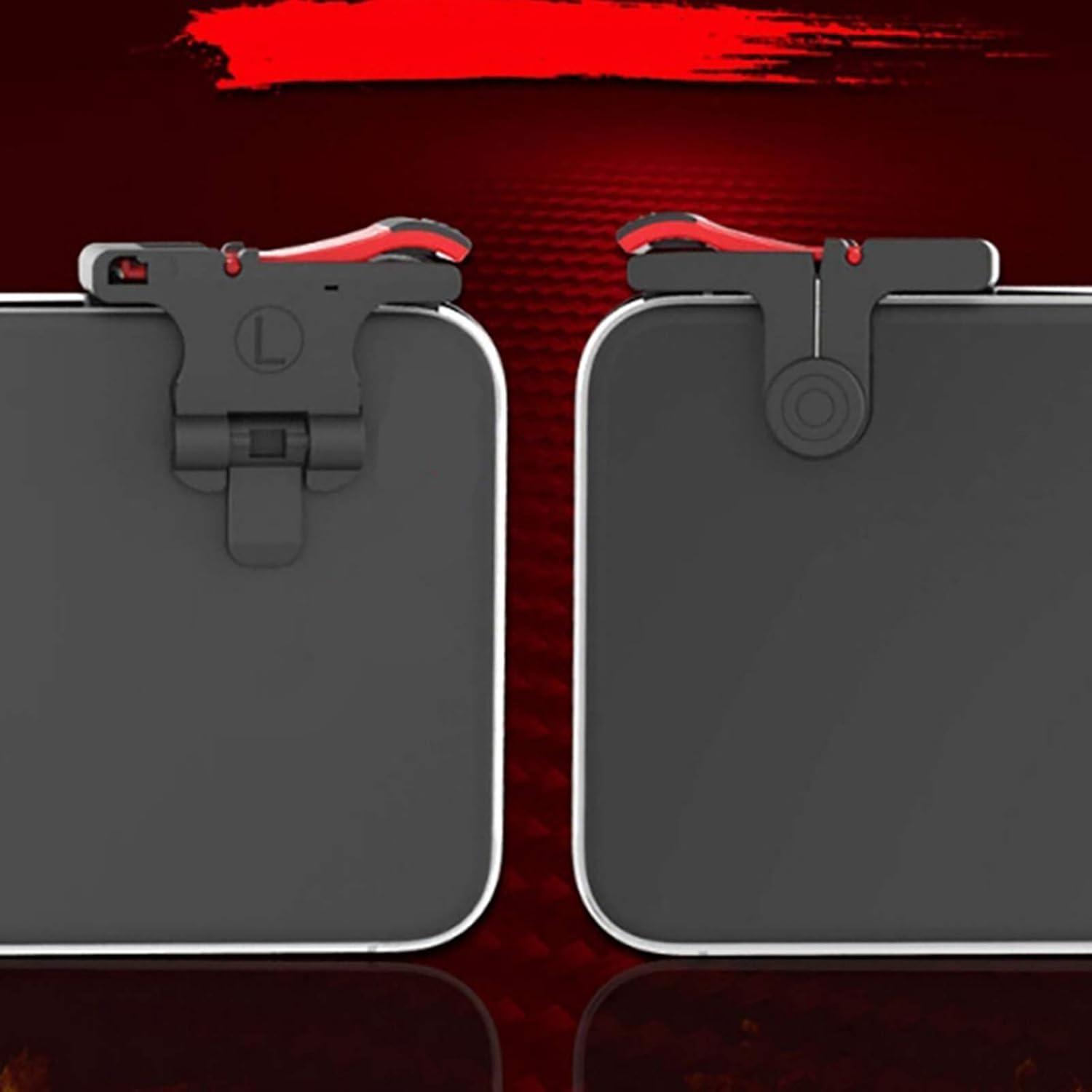 1 Pair Mobile Game Controller Gamepad for PUBG Mobile/Fortnitee Mobile/Call of Duty Mobile, Mobile Game Trigger Joystick Gamepads for iPhone/Android, Sensitive Shoot and Aim L1R1 Triggers Black