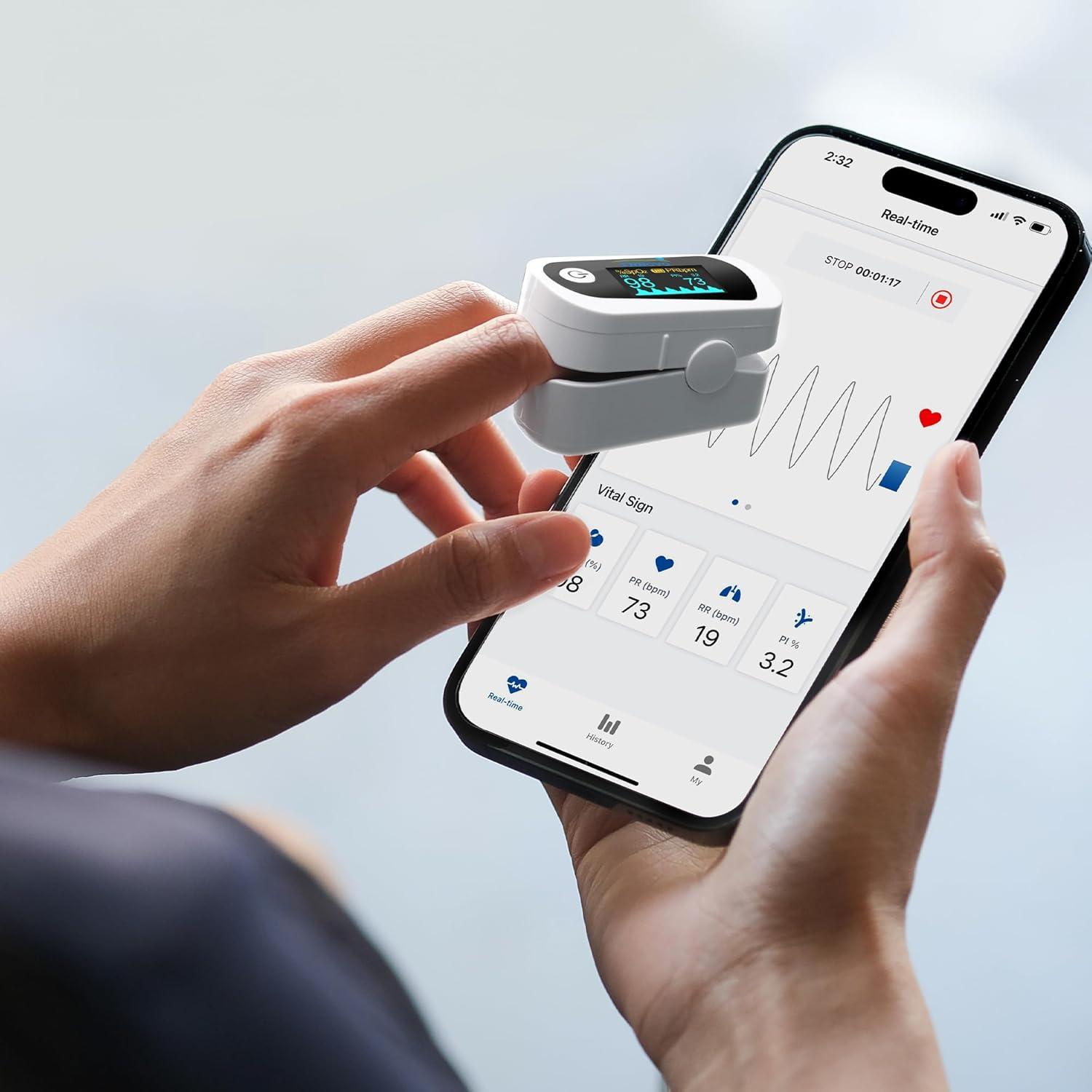 Oxímetro de Pulso Innovo iP900BP-B con Bluetooth y App