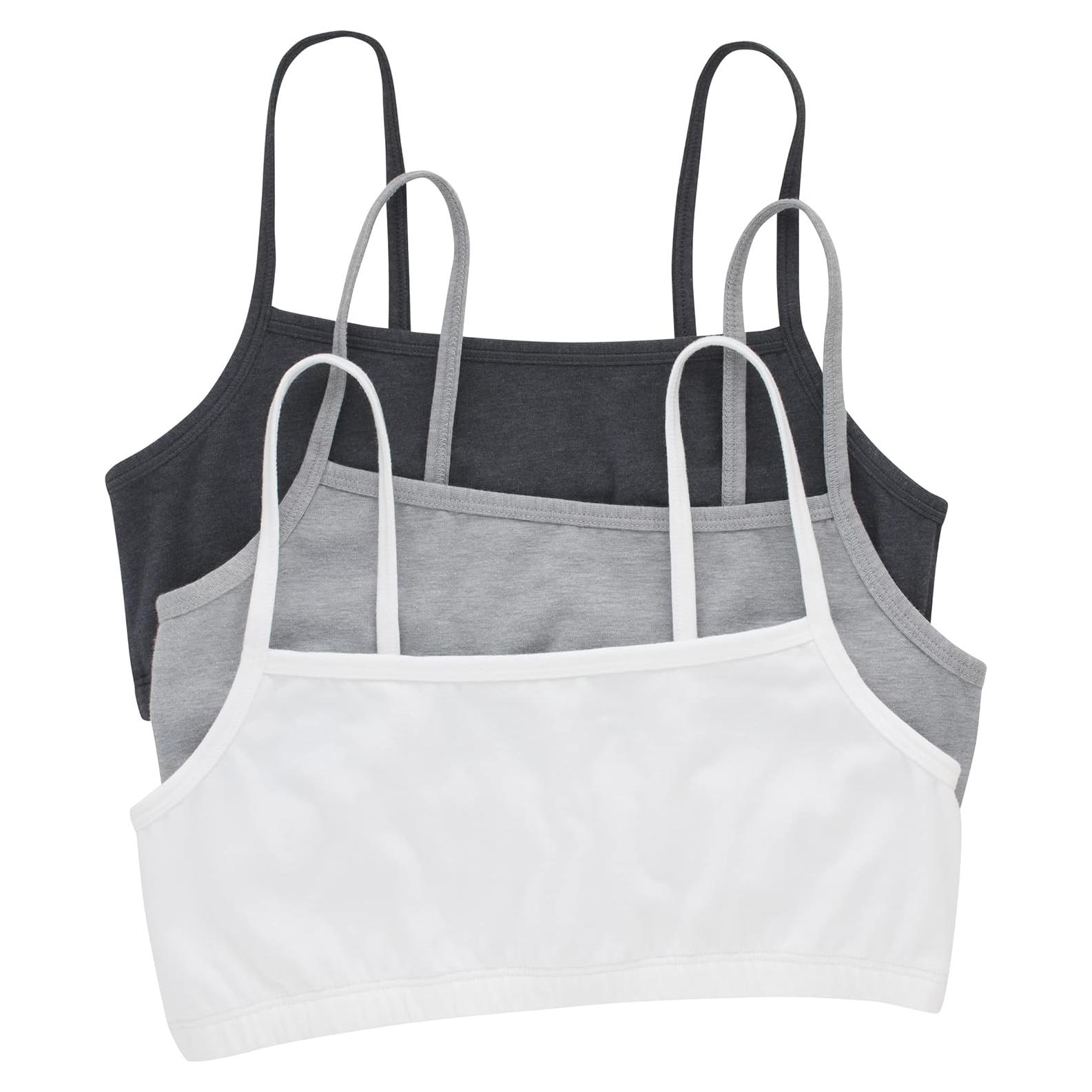 Bralette deportivo Hanes para mujer paquete de 3 gris y blanco