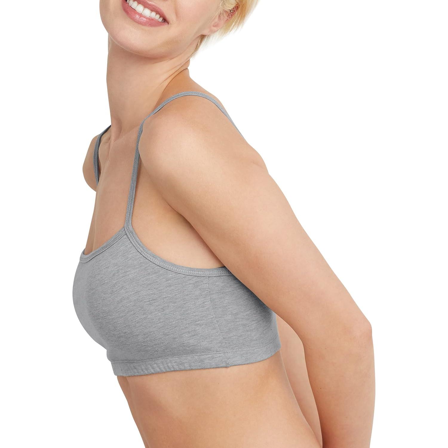 Bralette deportivo Hanes para mujer paquete de 3 gris y blanco