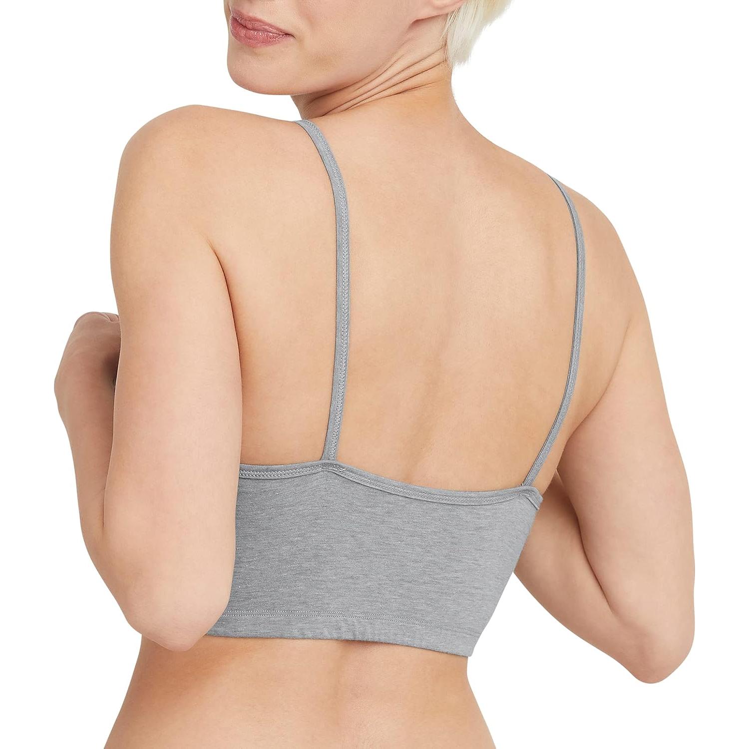 Bralette deportivo Hanes para mujer paquete de 3 gris y blanco