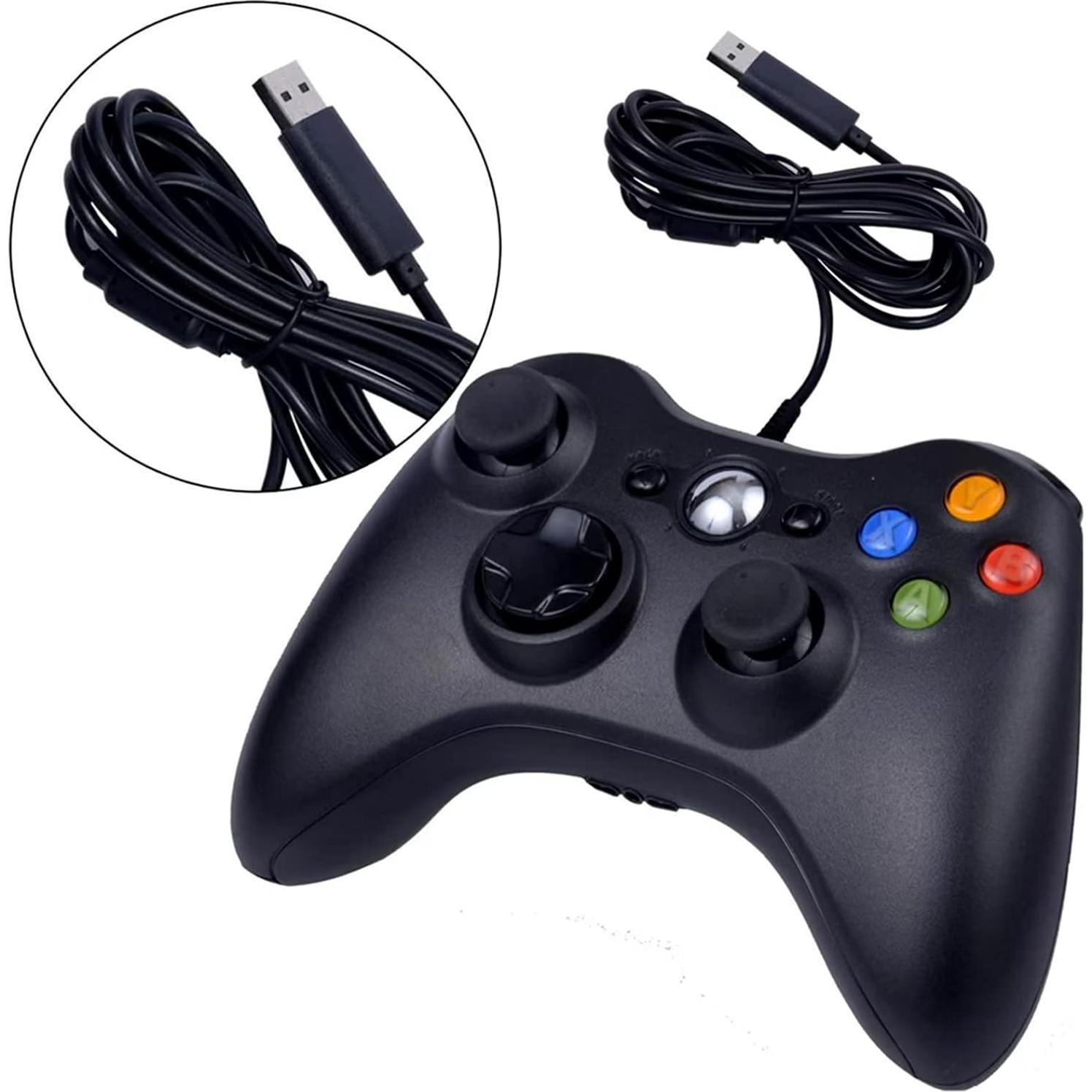 USB Wired Gamepad Replacement for Xbox 360 /Slim Controller for Windows 7/8/10 Microsoft PC Controller (Black）