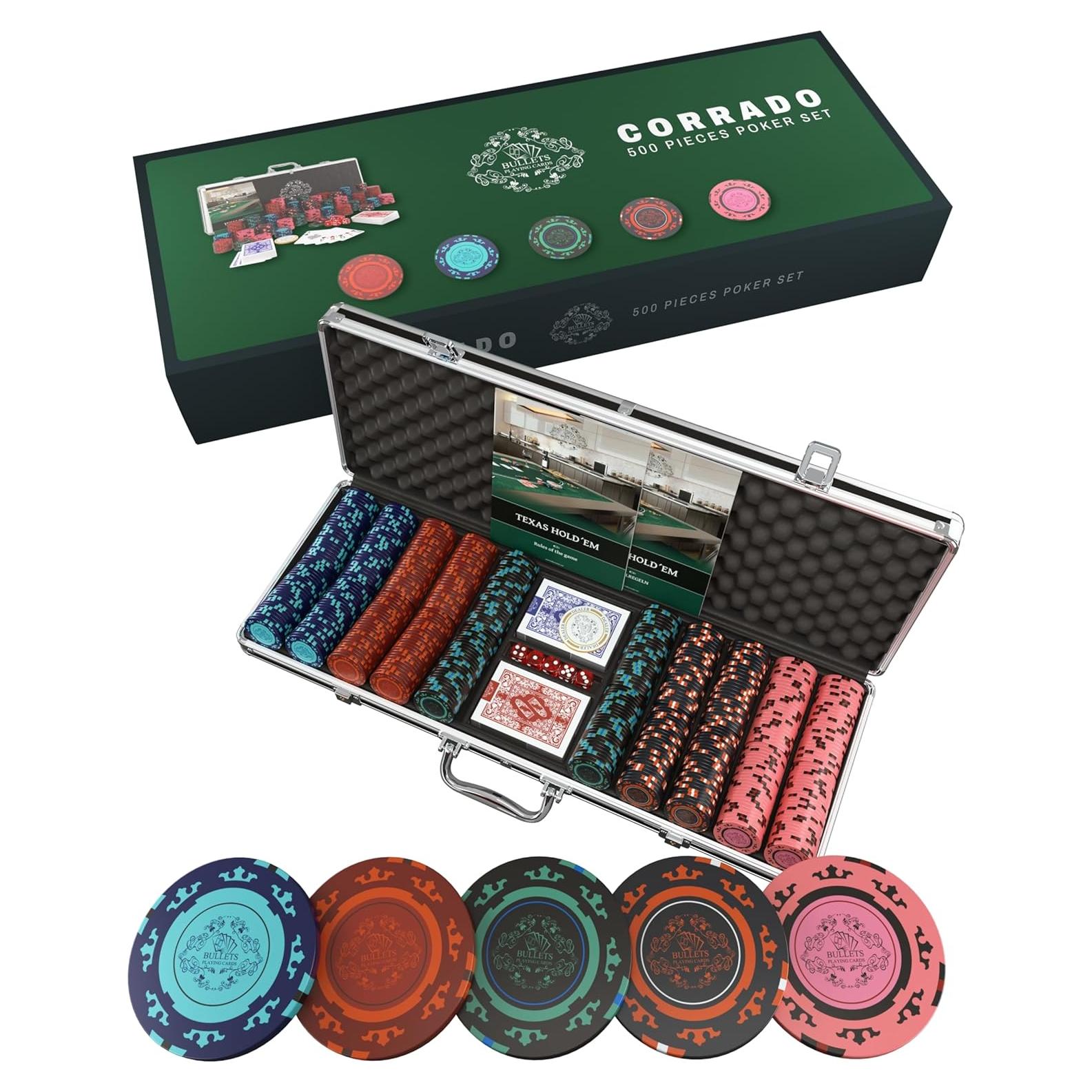 Juego de Póker Profesional Corrado - 500 Fichas y Accesorios