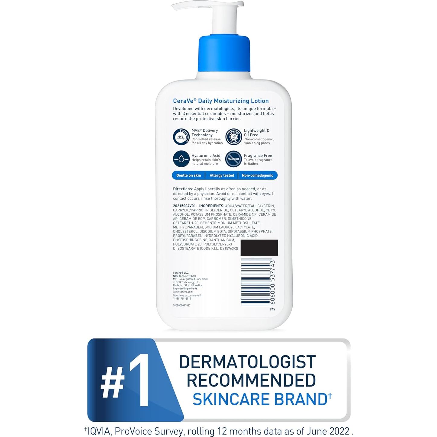 Loción Hidratante Diaria CeraVe 340 g Sin Fragancia