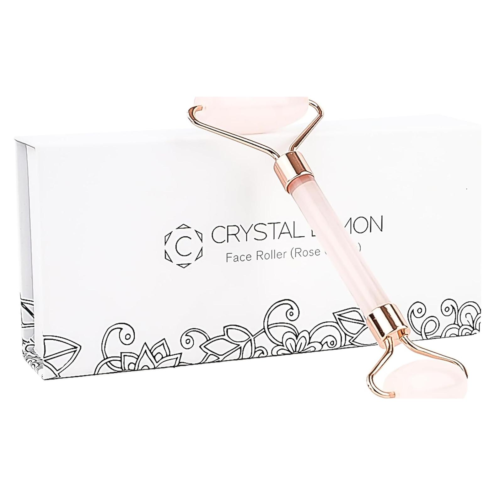 Rodillo Facial de Jade Rosa Crystal Lemon - Antienvejecimiento