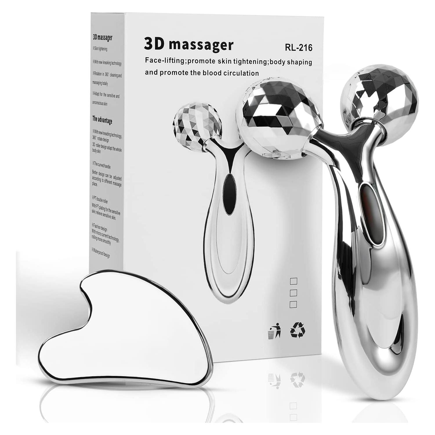 Juego de Gua Sha y Rodillo Facial Leiwo - Acero Inoxidable