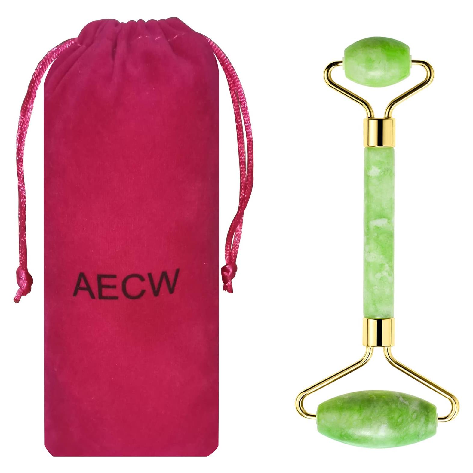 Rodillo Facial de Jade Natural AECW Verde Sin Ruido