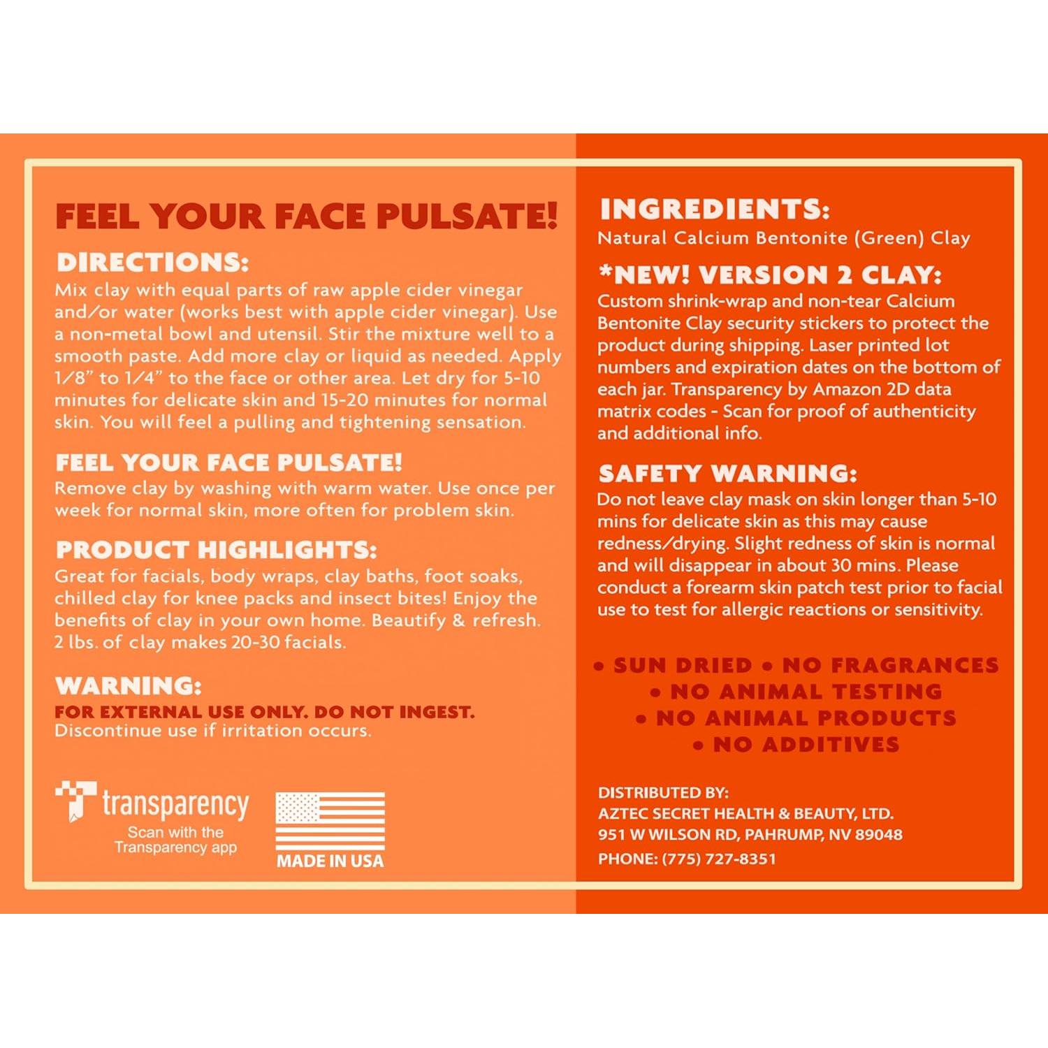 Arcilla Sanadora India Azteca 0,45 kg - Máscara Facial Limpieza