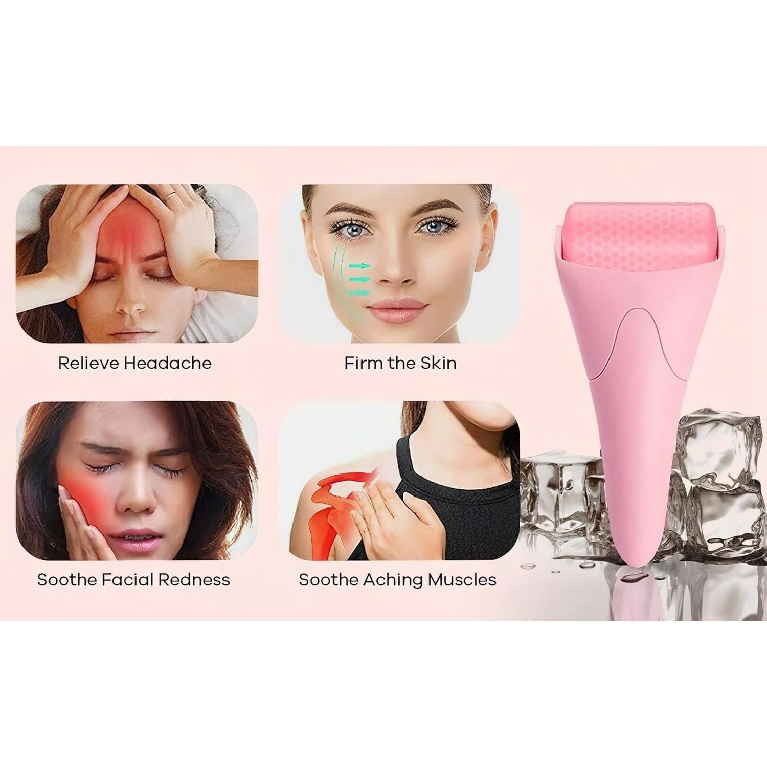 Rodillo de Hielo Facial Ylapagne Rosa para Cuidado de Piel