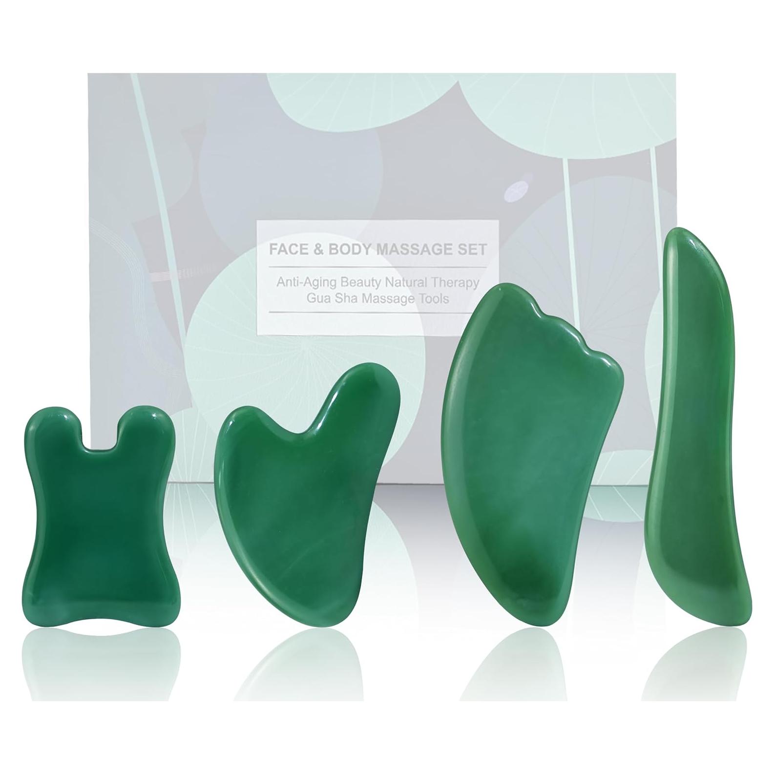 Herramienta de Masaje Gua Sha Rena Chris 4 Pcs Verde
