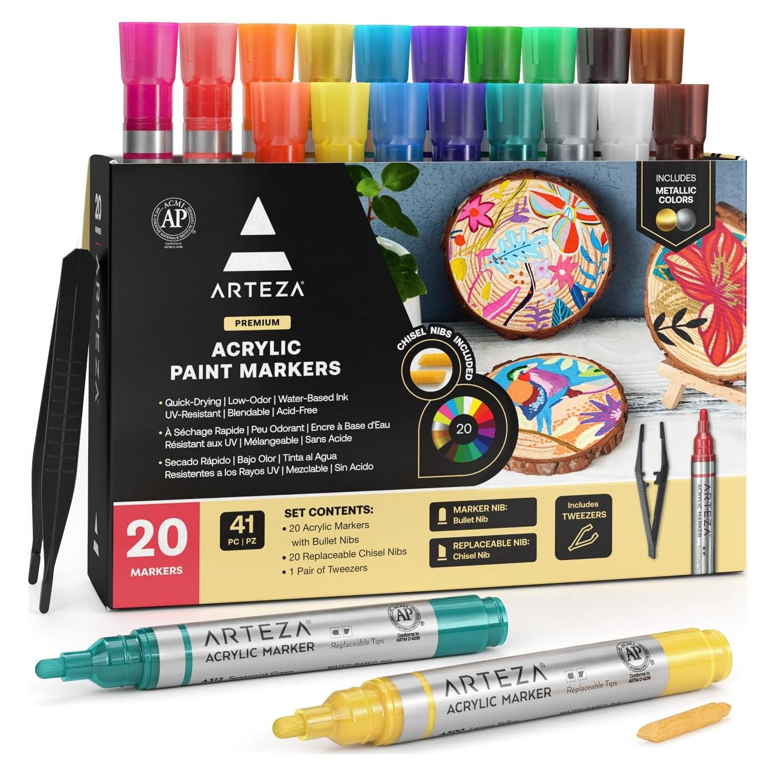 Marcadores de Pintura Acrílica ARTEZA Set 20 Colores Variados