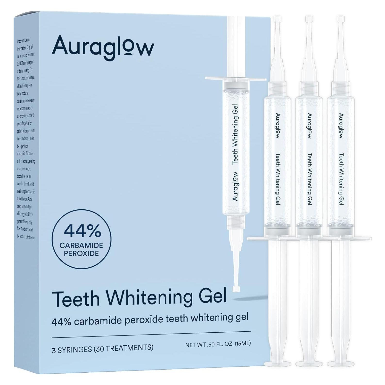 Gel Blanqueador Dental Auraglow 44% - 3 Jeringas 5ml