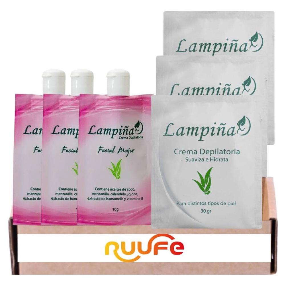 Combo 6 Crema Depilatoria Lampiña 30g y Facial Hidratante