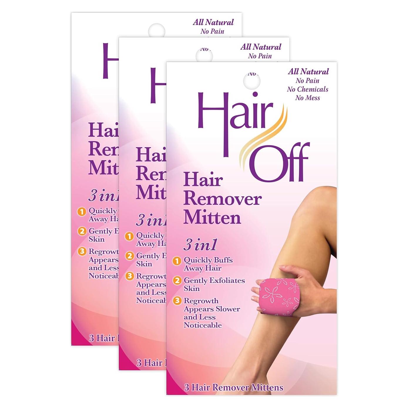 Mitón Removedor de Vello Hair Off - 100% Natural - 3 Piezas
