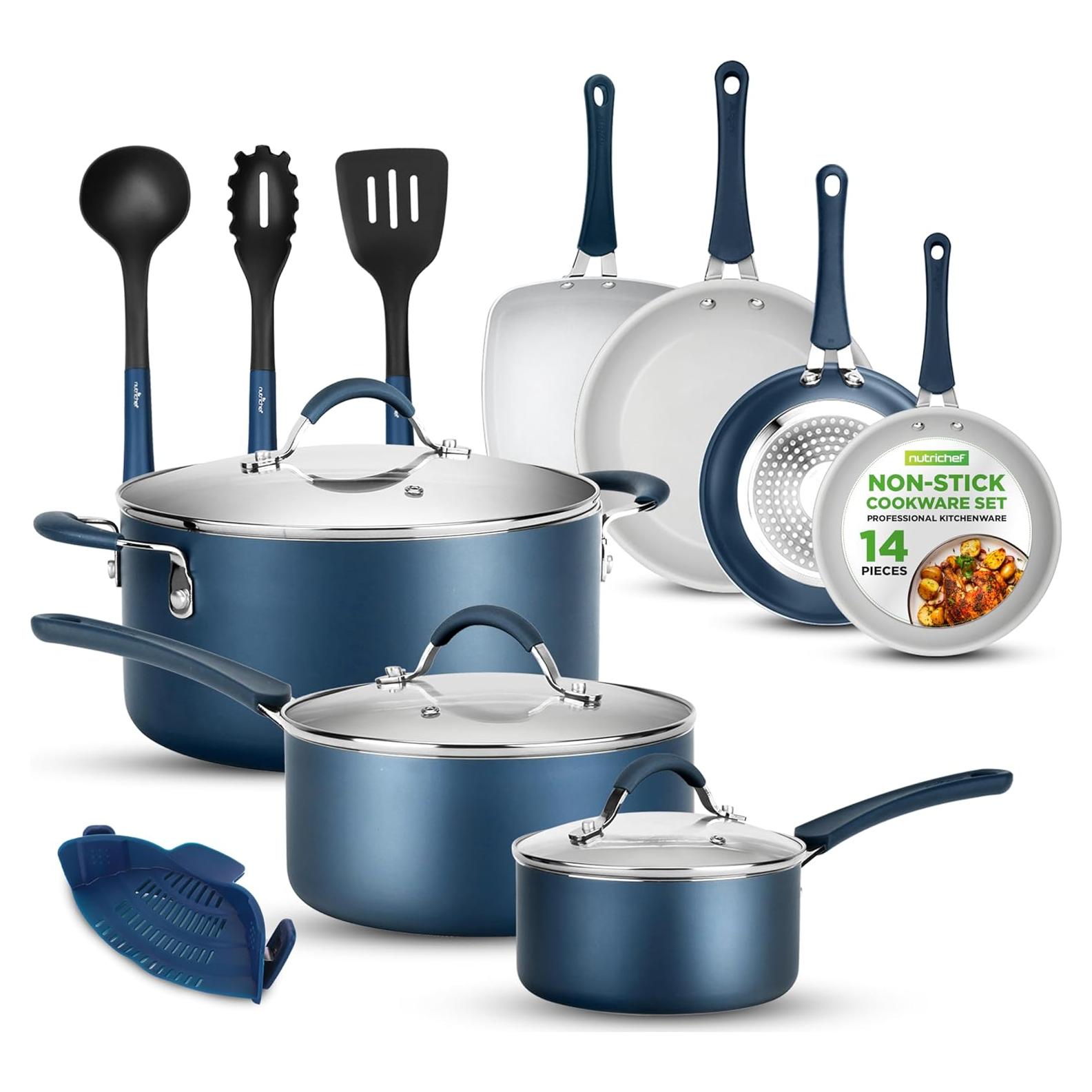 Juego de Utensilios de Cocina NutriChef 14 Piezas Azul