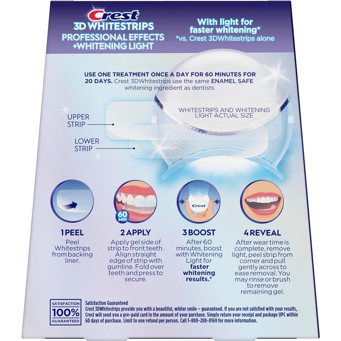 Crest 3D Whitestrips Radiant Express + Luz LED Blanqueante