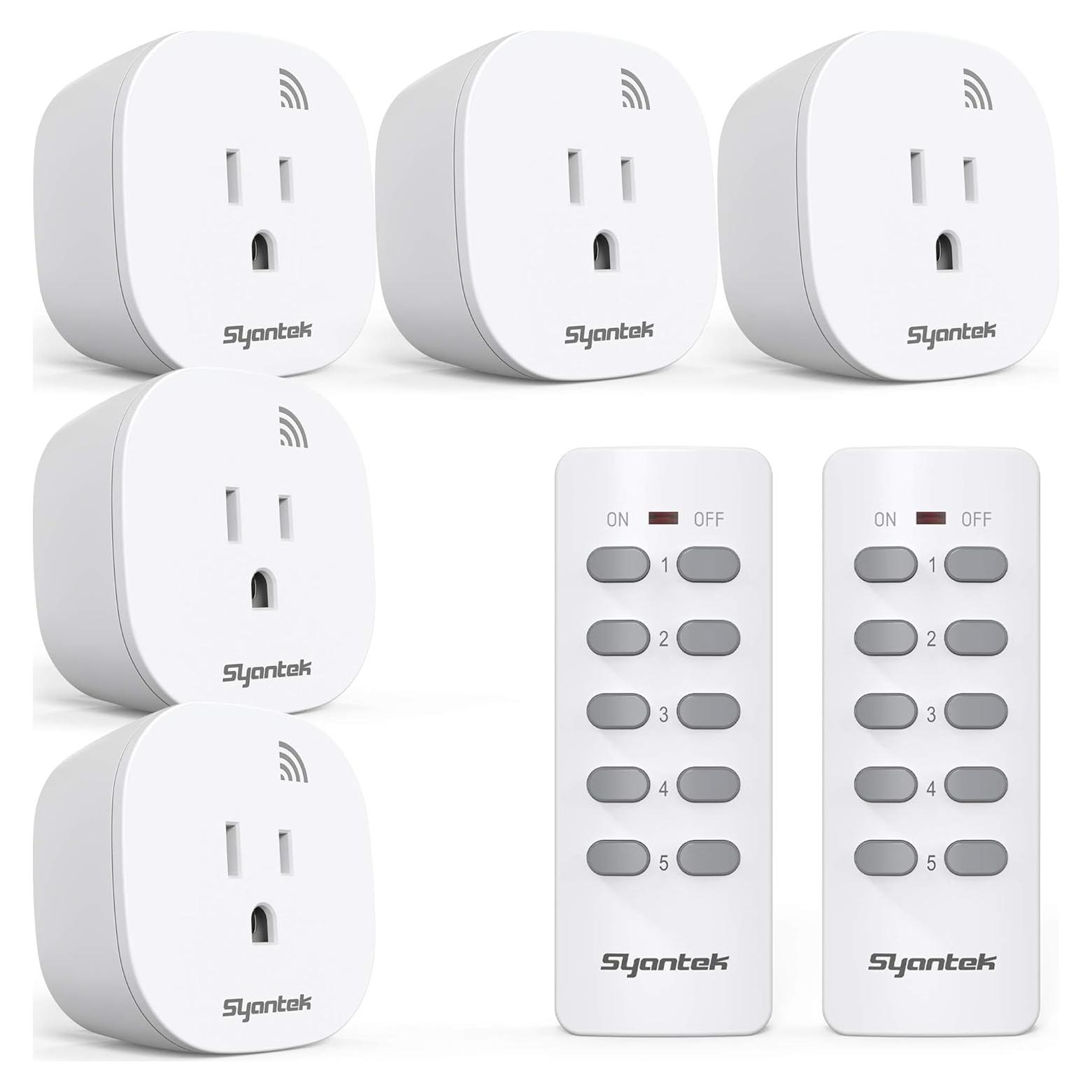 Interruptor de luz inalámbrico Syantek con control remoto 5 salidas