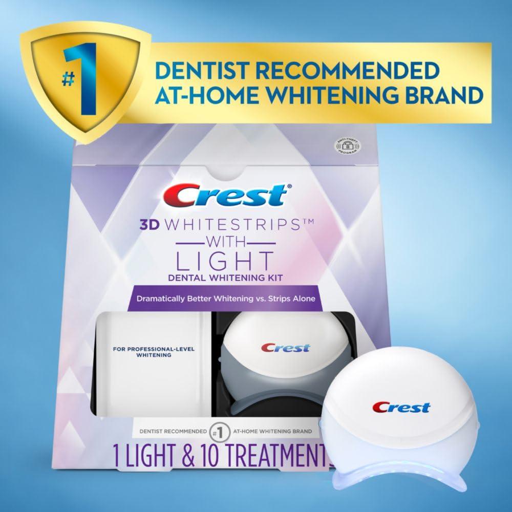 Crest 3D Whitestrips con Luz - Kit Blanqueador Dental 10 Tiras